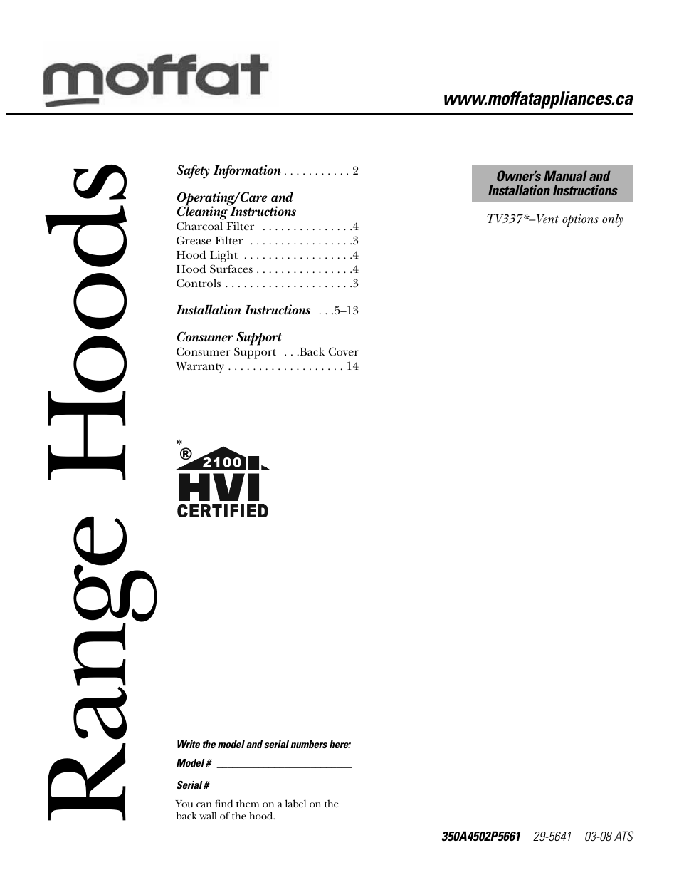 Moffat 350A4502P5661 User Manual | 15 pages
