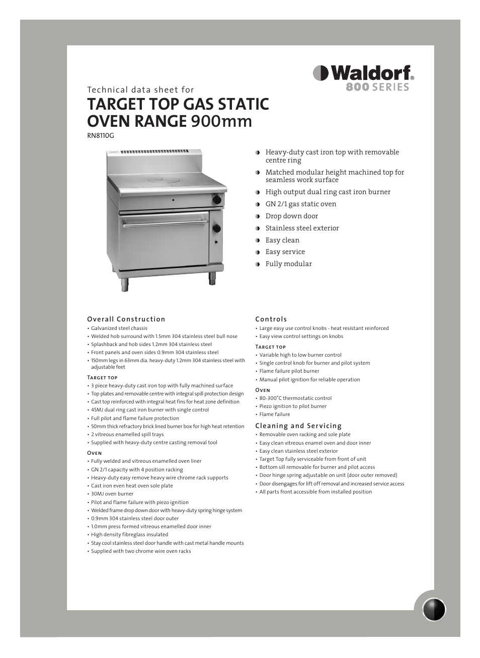Moffat WALDORF RN8110G User Manual | 2 pages