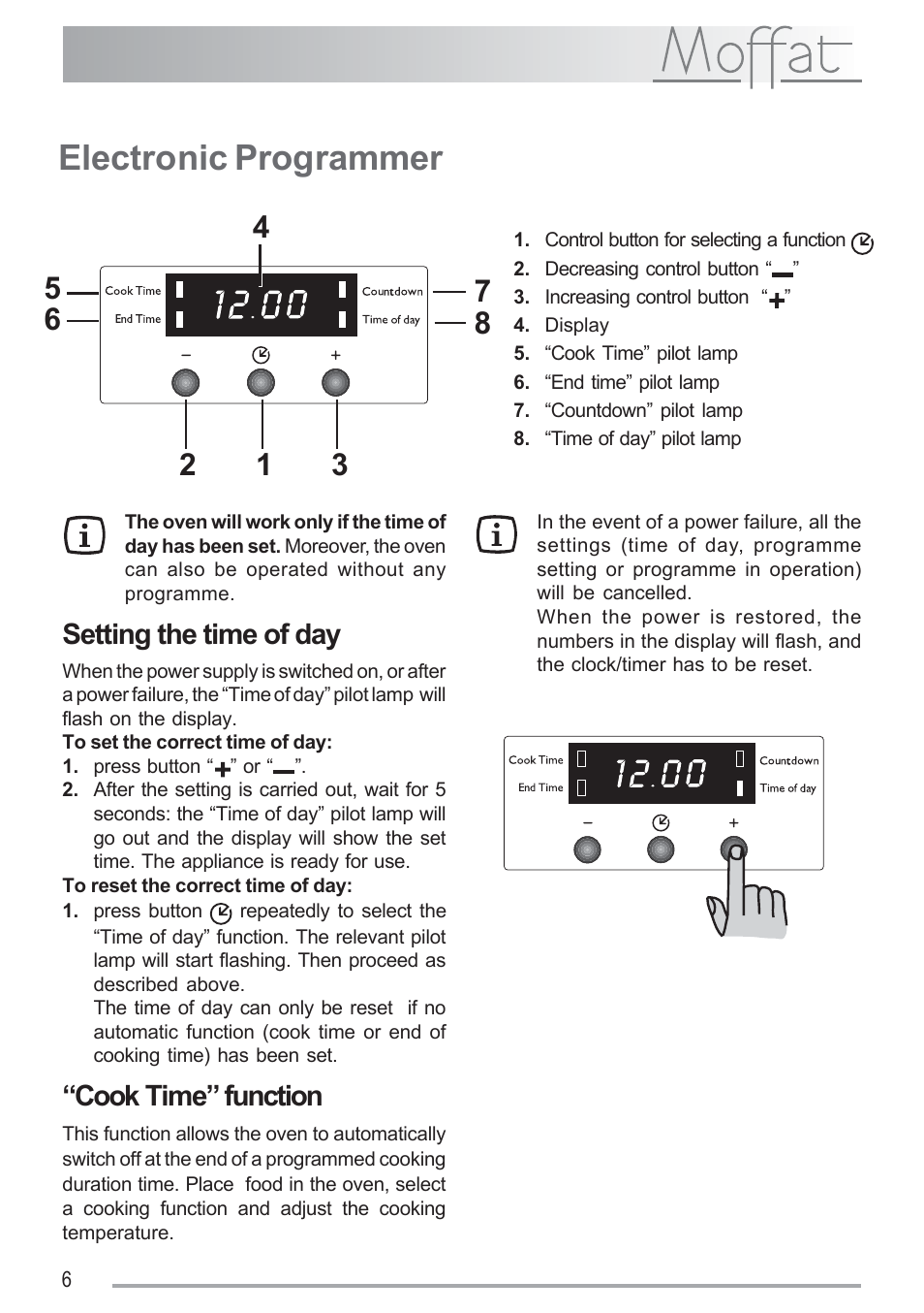 Electronic programmer | Moffat MSF 616 User Manual | Page 6 / 24