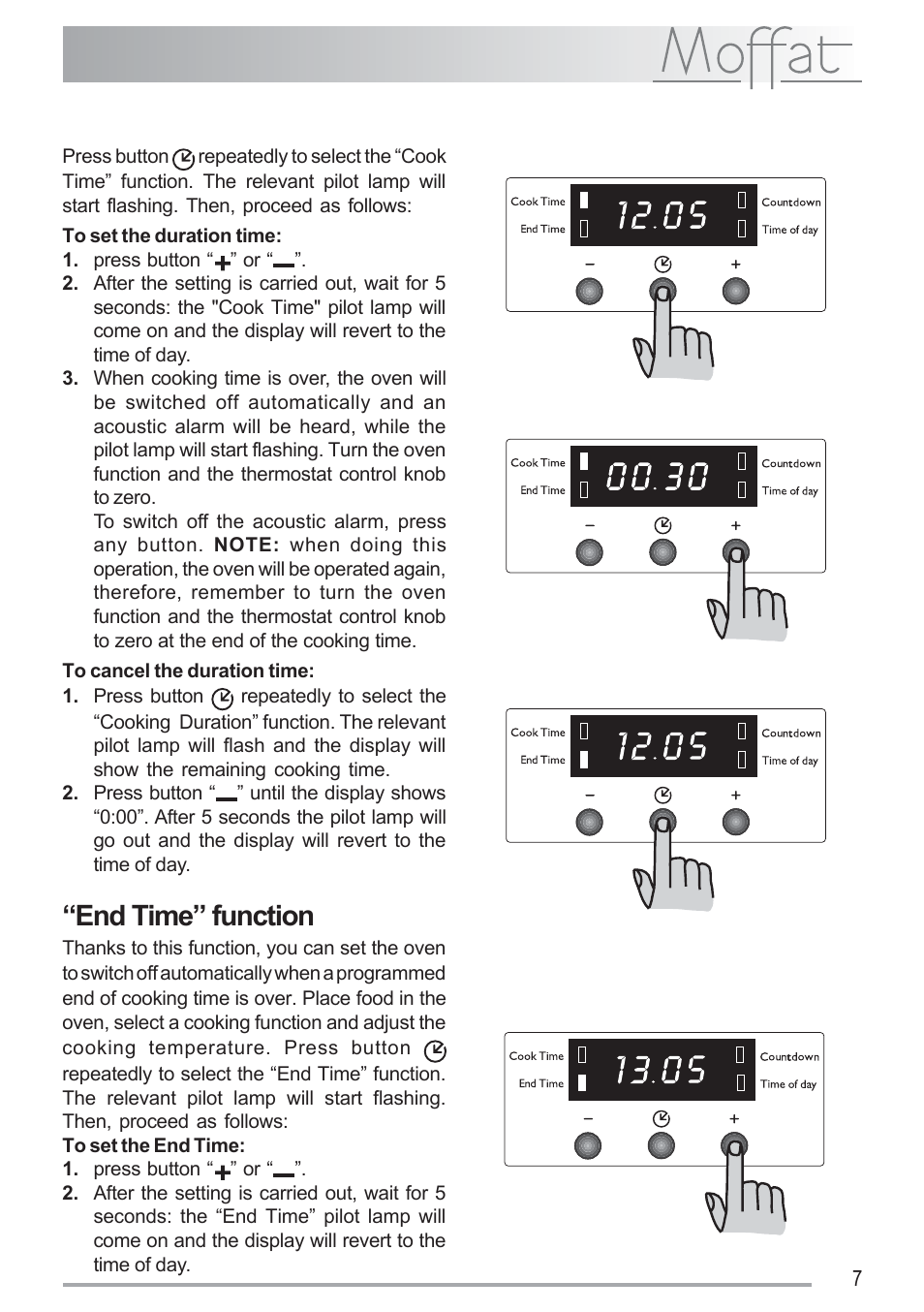 End time” function | Moffat MSF 616 User Manual | Page 7 / 24