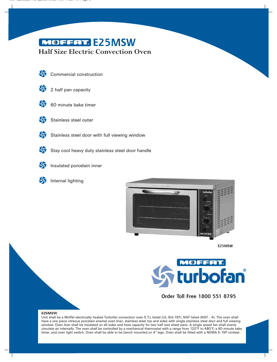 Moffat E25MSW User Manual | 2 pages
