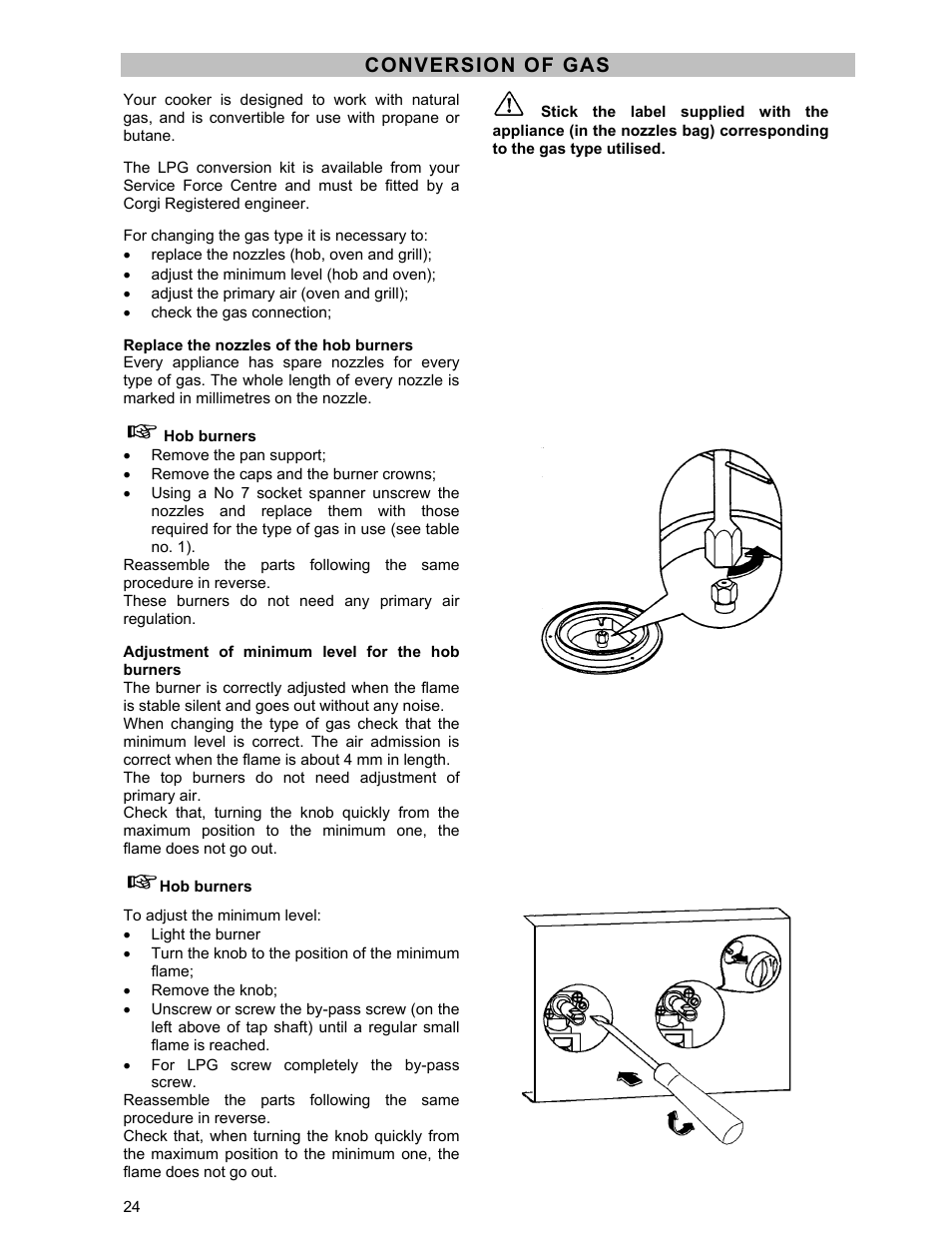 Conversion of gas | Moffat GSC 5061 User Manual | Page 24 / 27