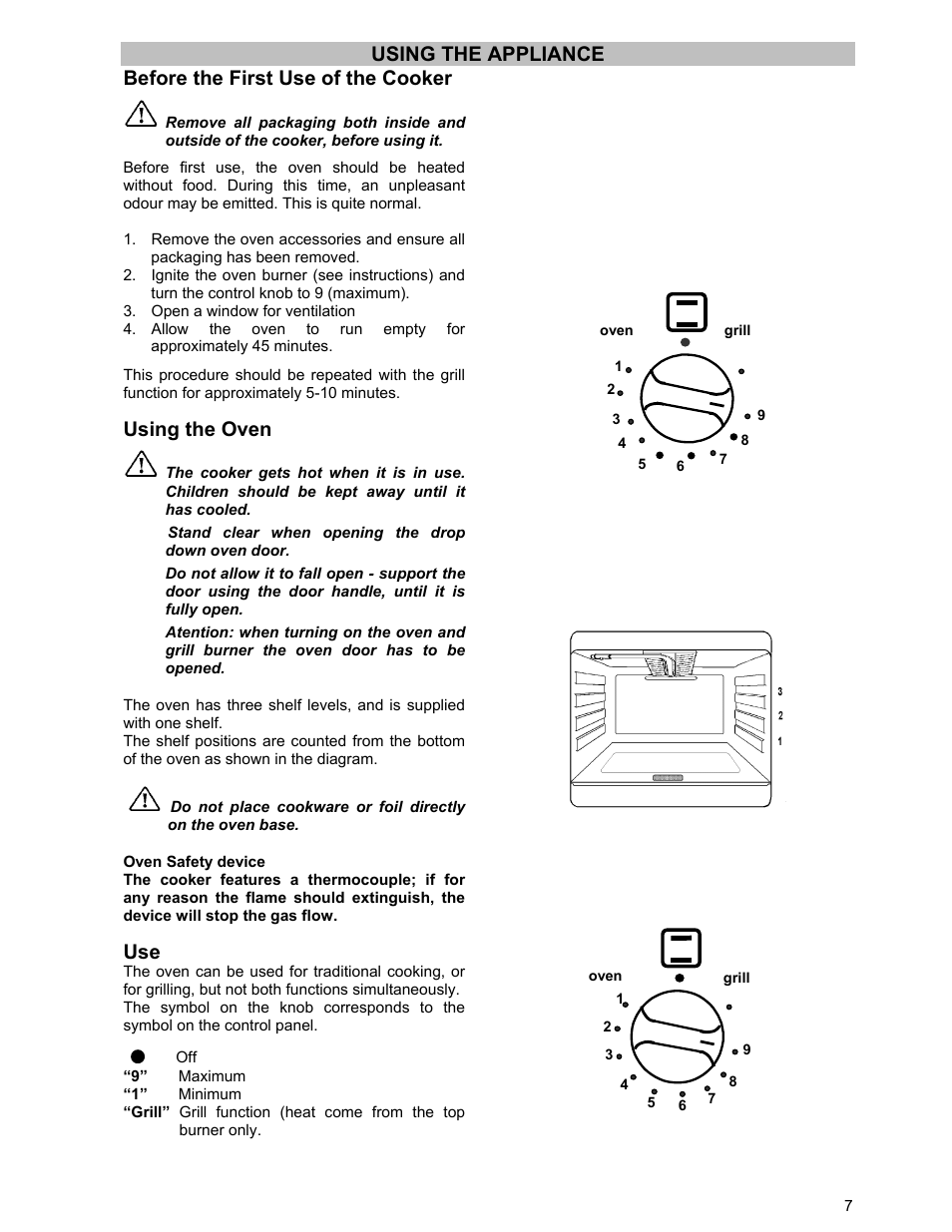 Using the oven | Moffat GSC 5061 User Manual | Page 7 / 27