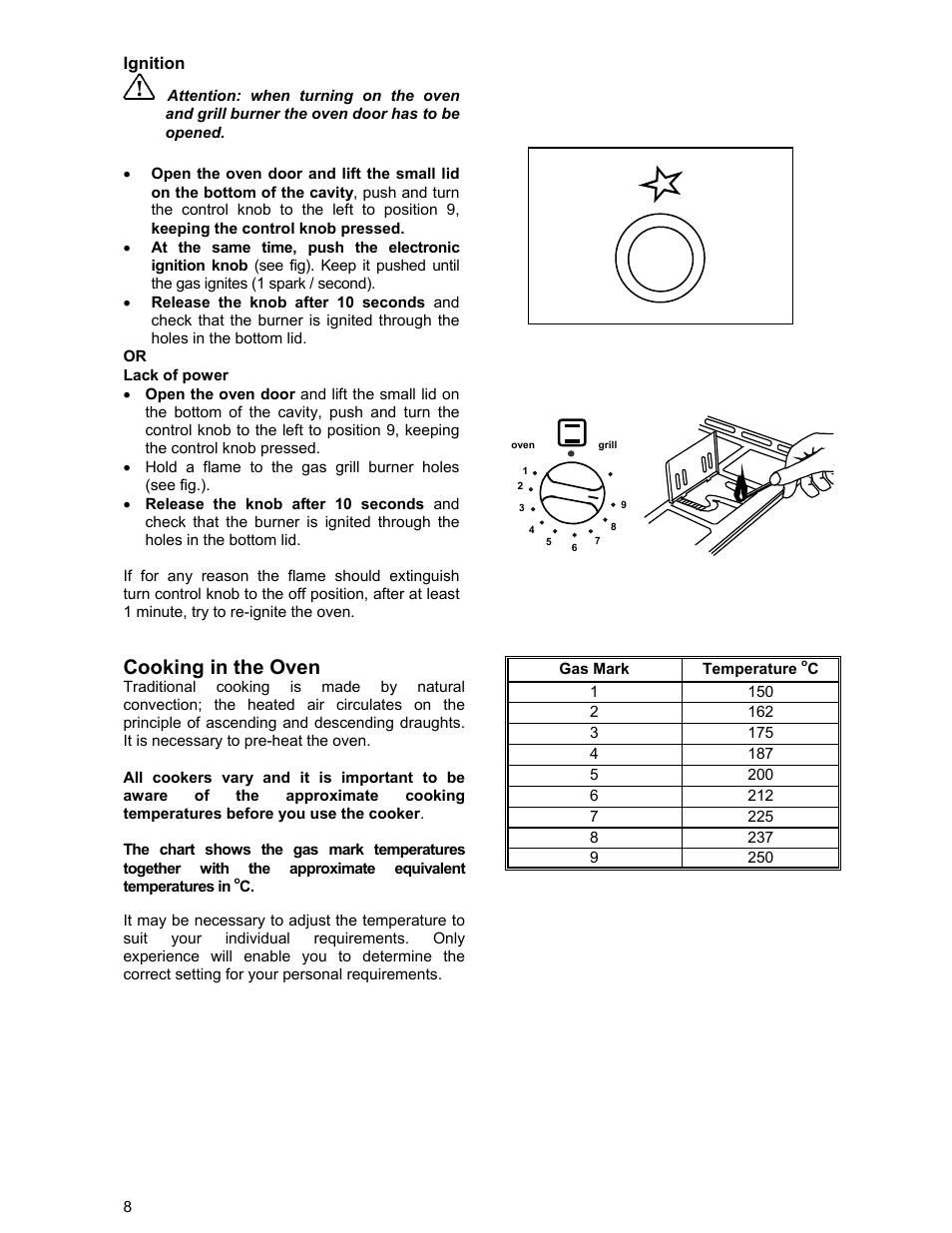 Cooking in the oven | Moffat GSC 5061 User Manual | Page 8 / 27