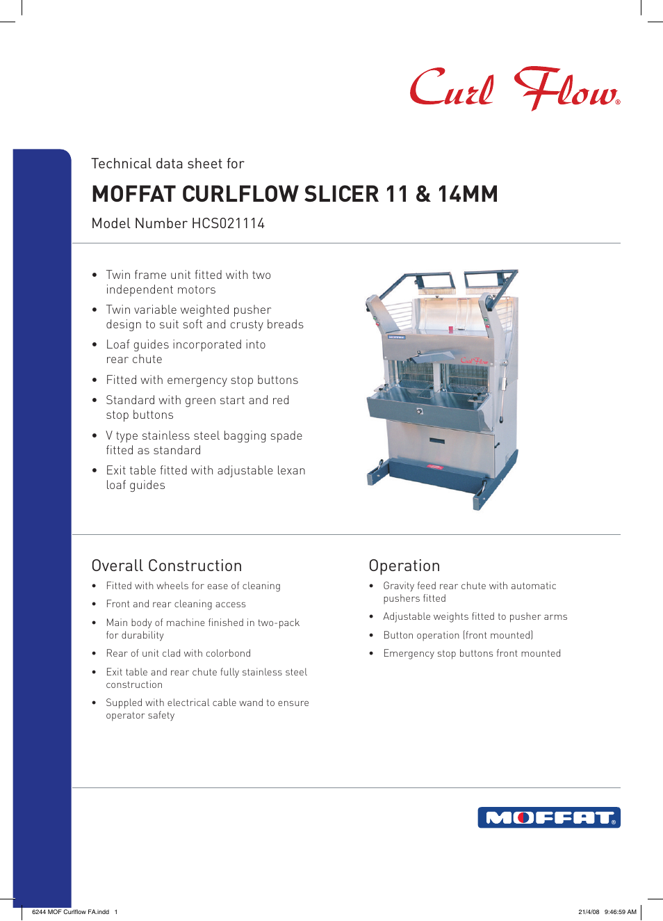 Moffat Curlflow Slicer HCS021114 User Manual | 2 pages