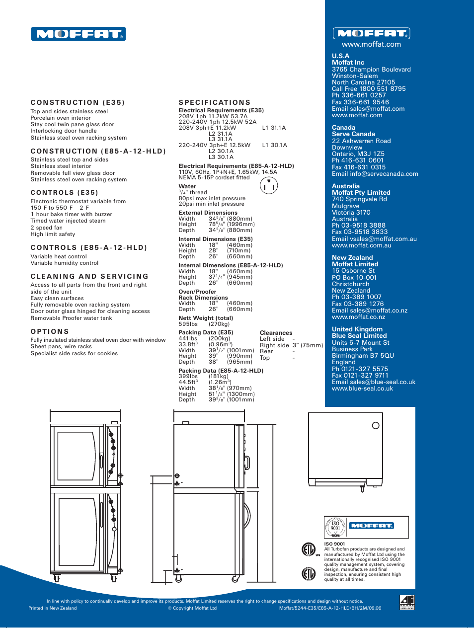 Iso 9001 | Moffat E35 Series User Manual | Page 2 / 2