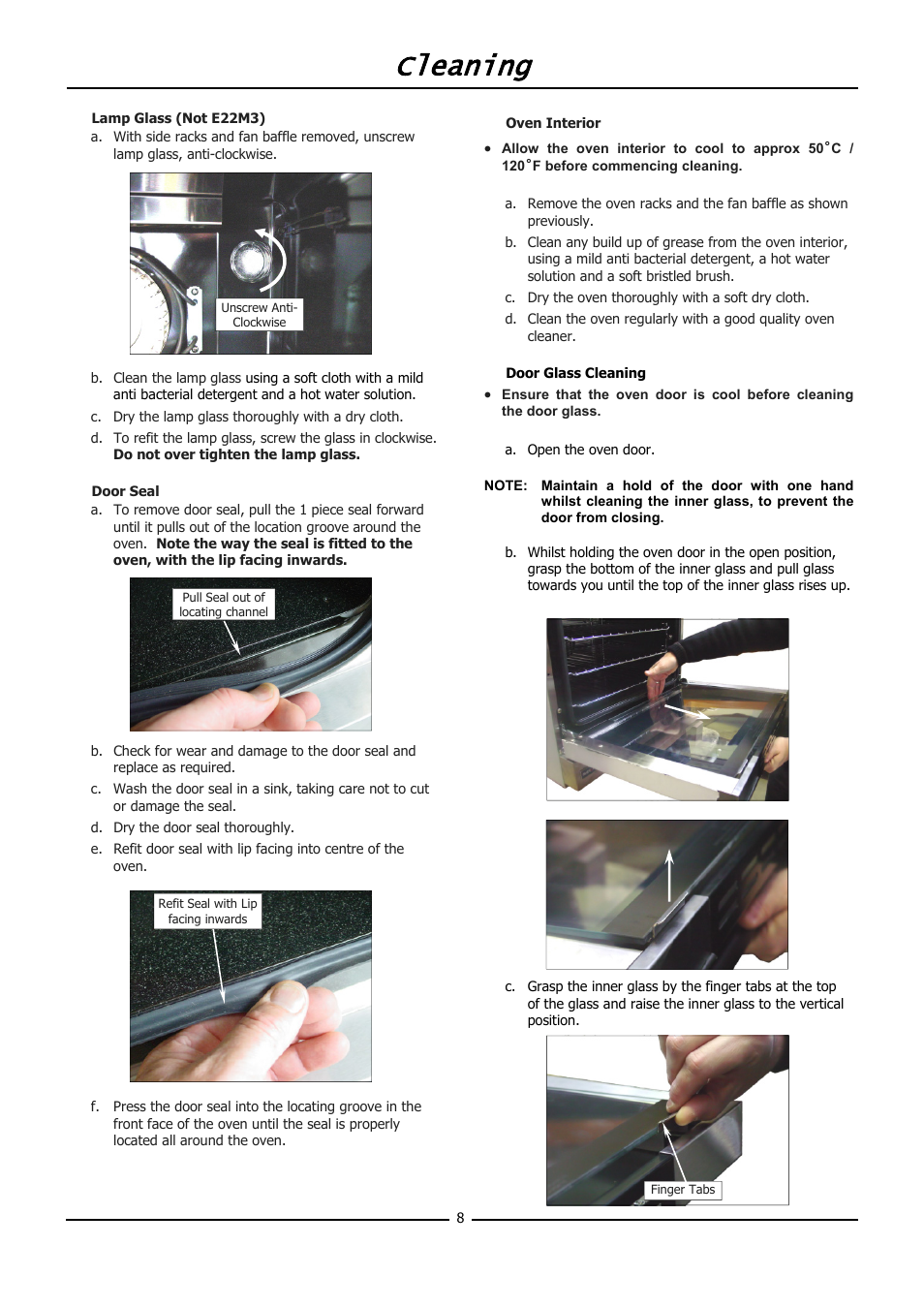 Cleaning | Moffat TURBOFAN E20M User Manual | Page 10 / 17