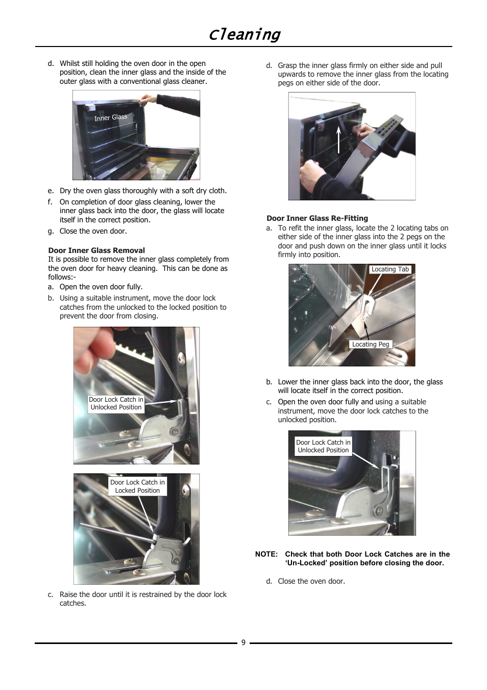 Cleaning | Moffat TURBOFAN E20M User Manual | Page 11 / 17