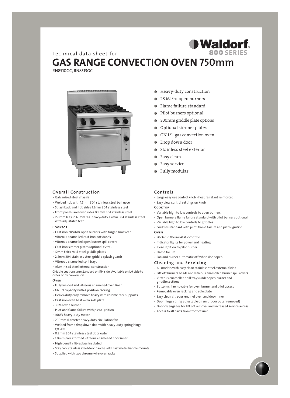 Moffat WALDORF RN8510GC User Manual | 2 pages