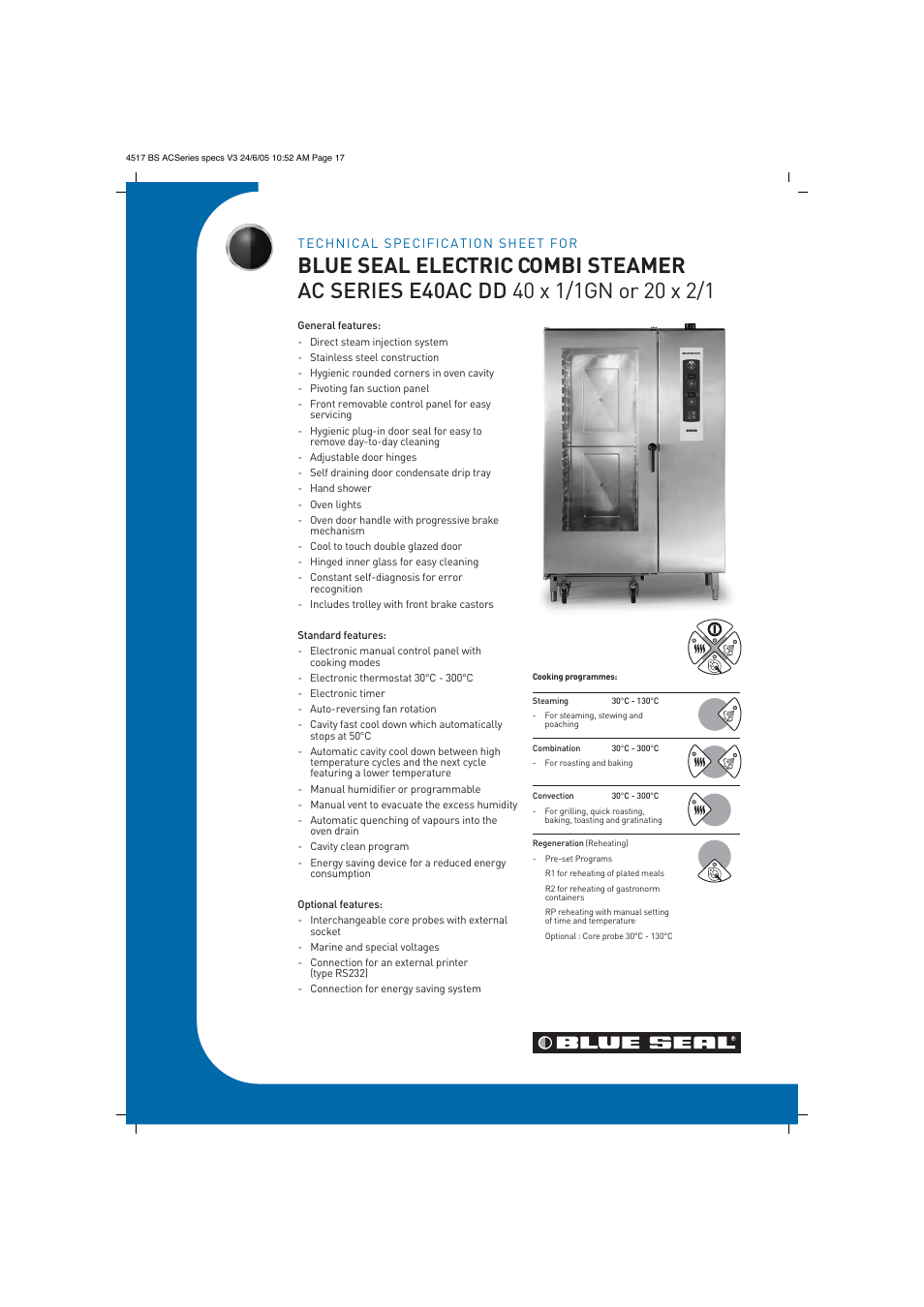 Moffat Blue Seal E40AC User Manual | 2 pages