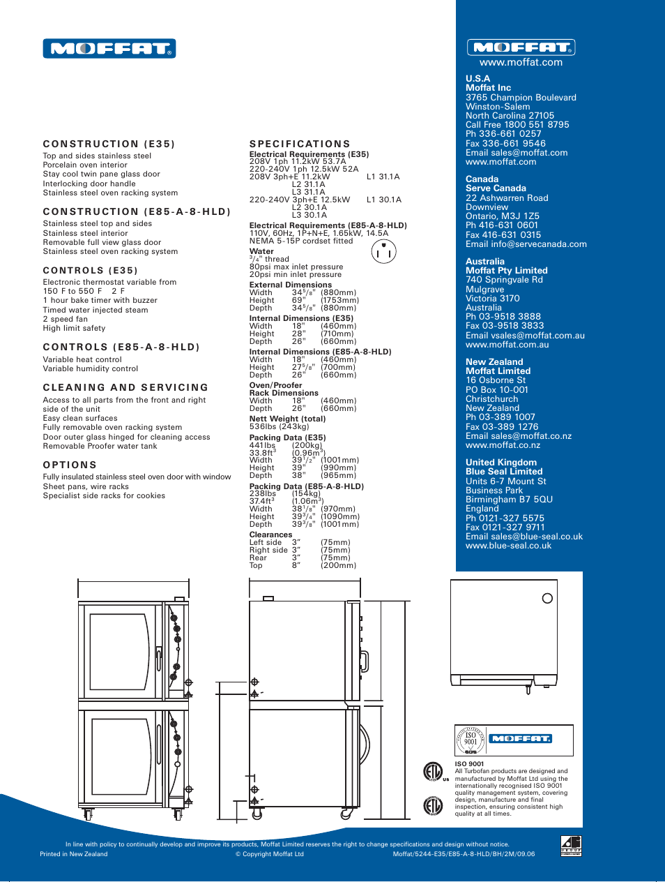 Iso 9001 | Moffat E85-A-8-HLD User Manual | Page 2 / 2