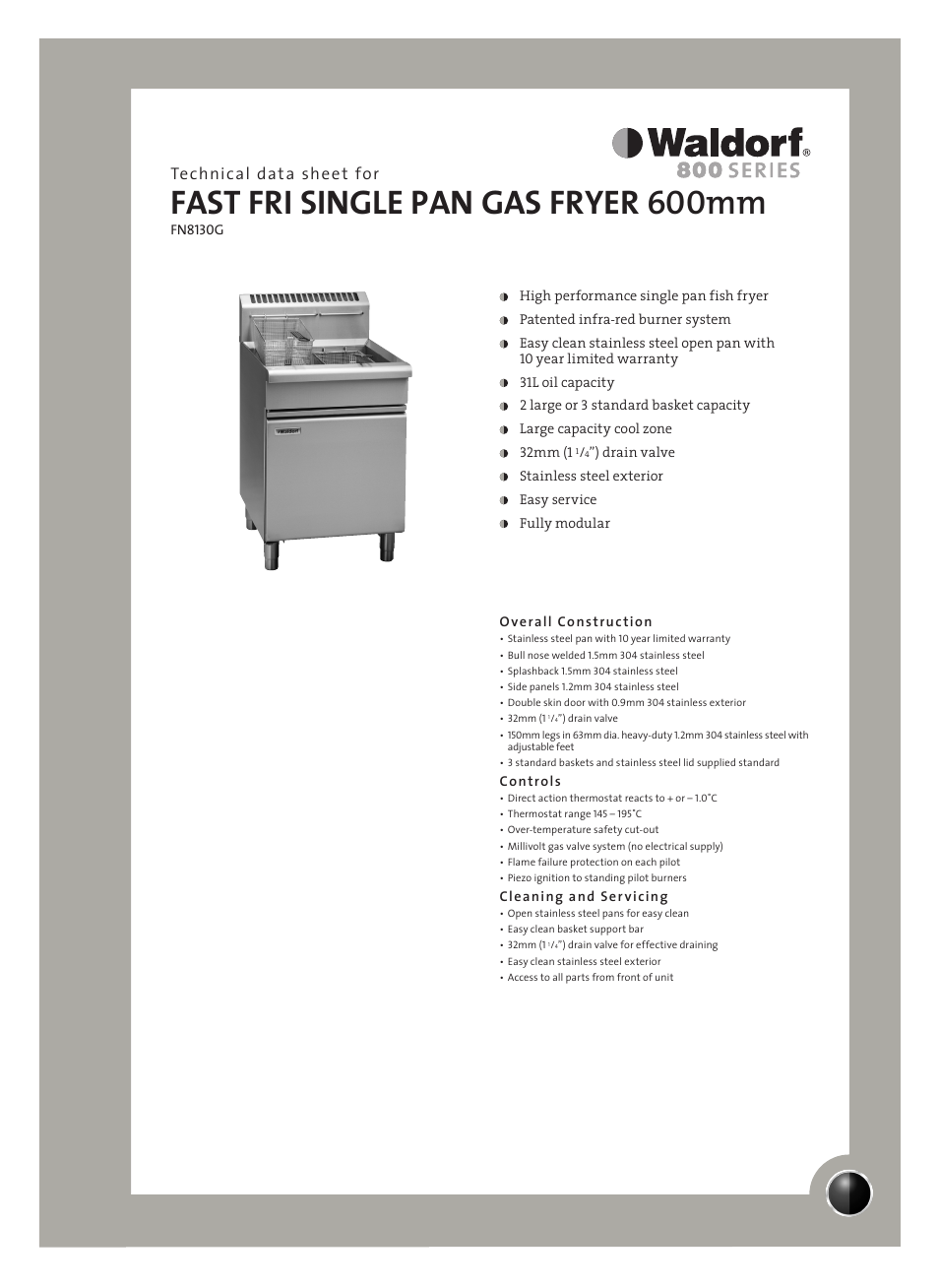 Moffat Waldorf FN8130G User Manual | 2 pages
