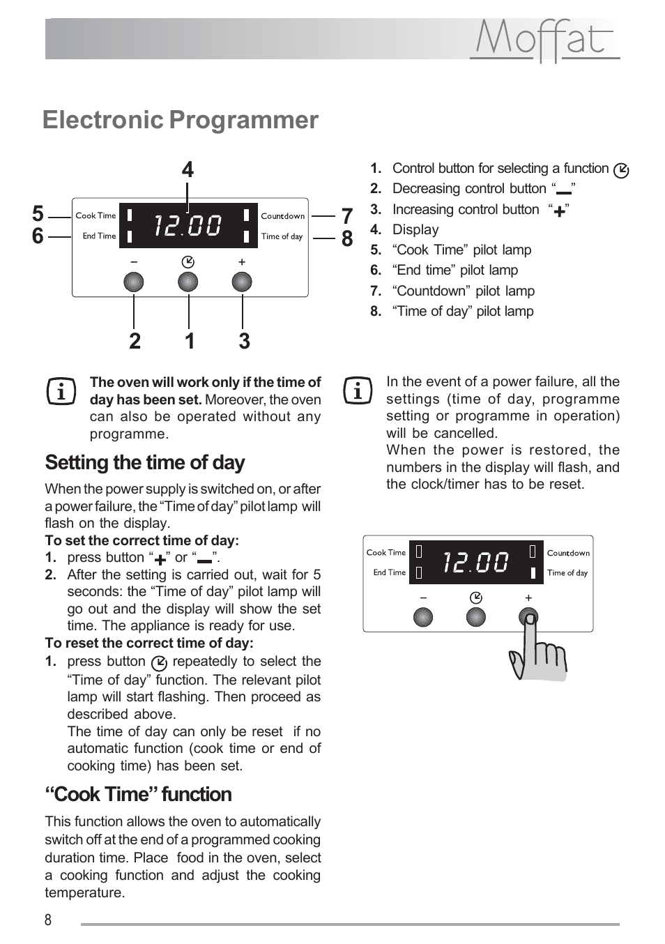 Electronic programmer | Moffat MSF 620 User Manual | Page 8 / 28