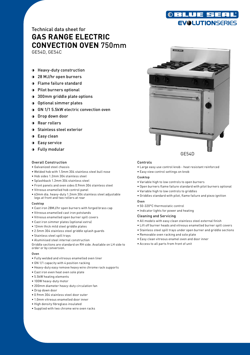 Moffat Blue Seal GE54C User Manual | 2 pages