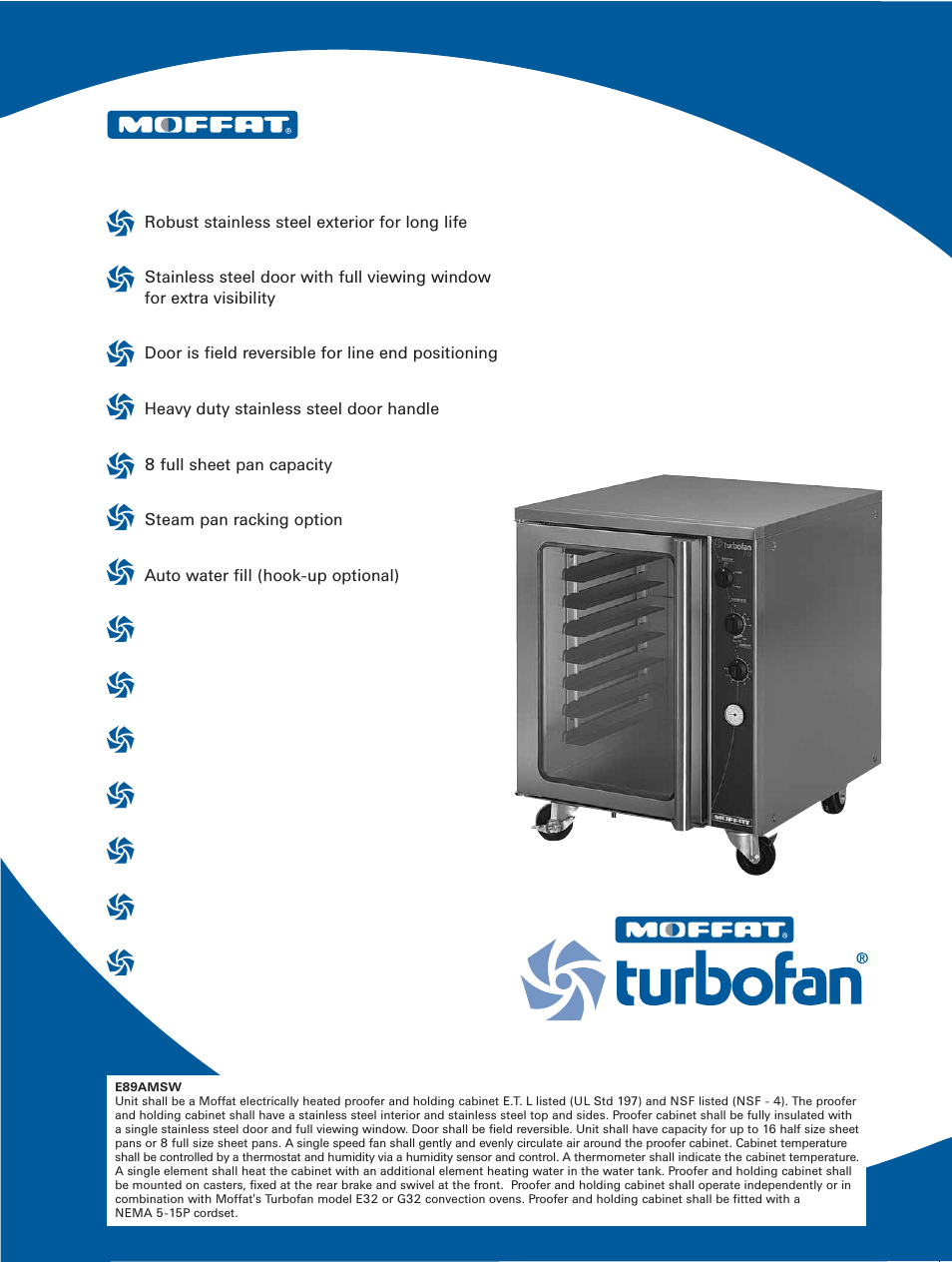 Moffat E89AMSW User Manual | 2 pages