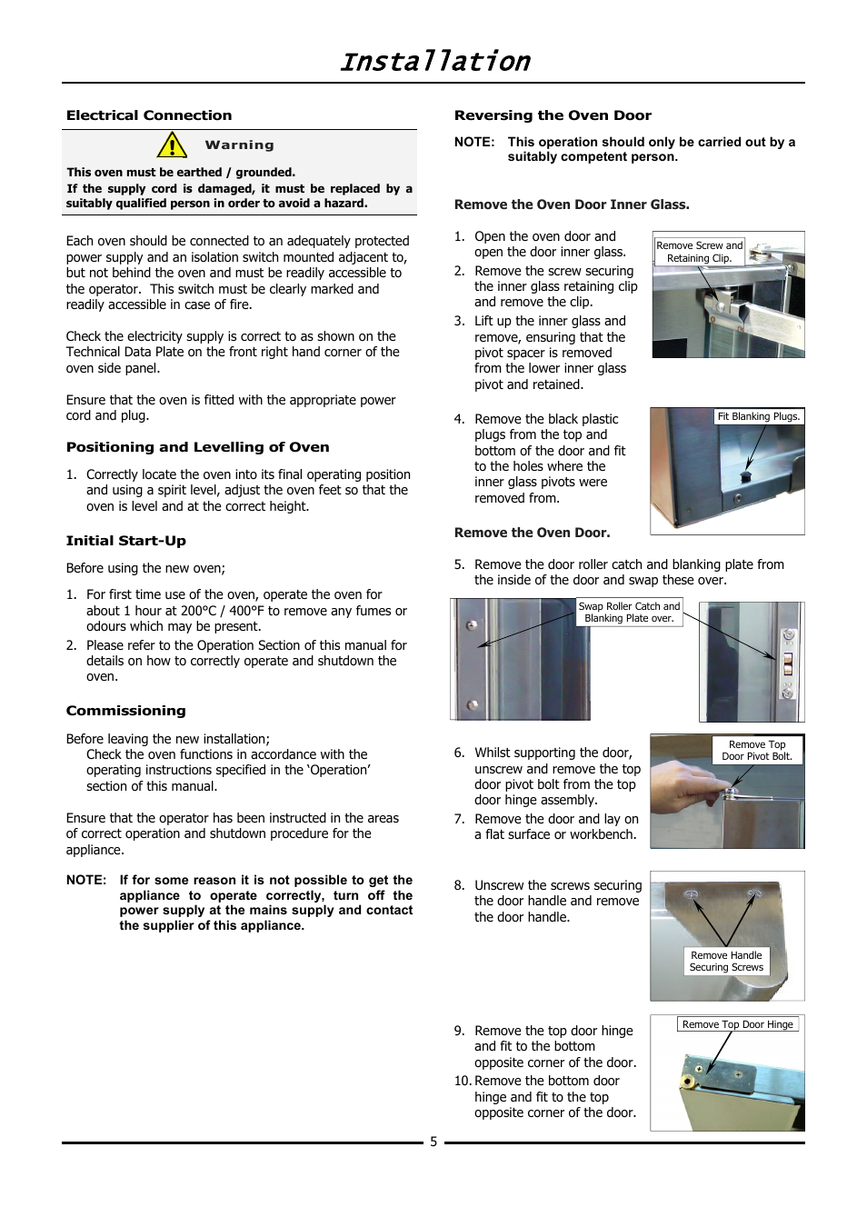 Installation | Moffat TURBOFAN E31D4 User Manual | Page 7 / 19