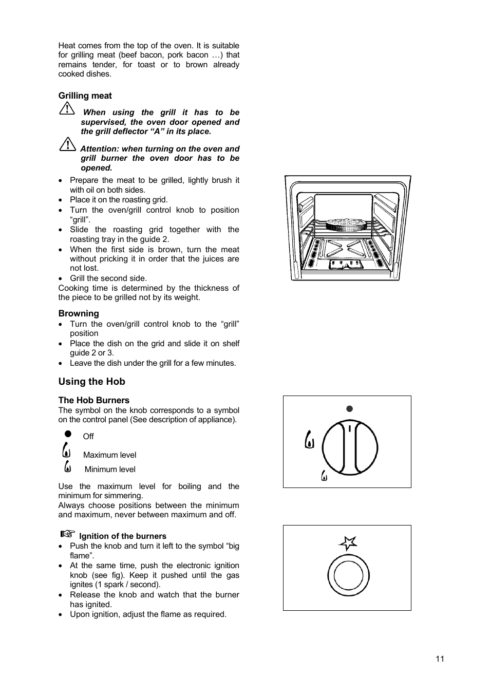 Using the hob | Moffat GSC 5062 User Manual | Page 11 / 25