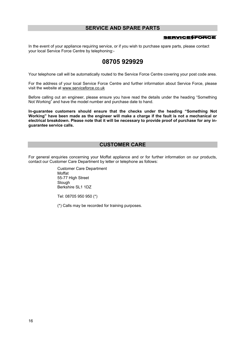 Moffat GSC 5062 User Manual | Page 16 / 25