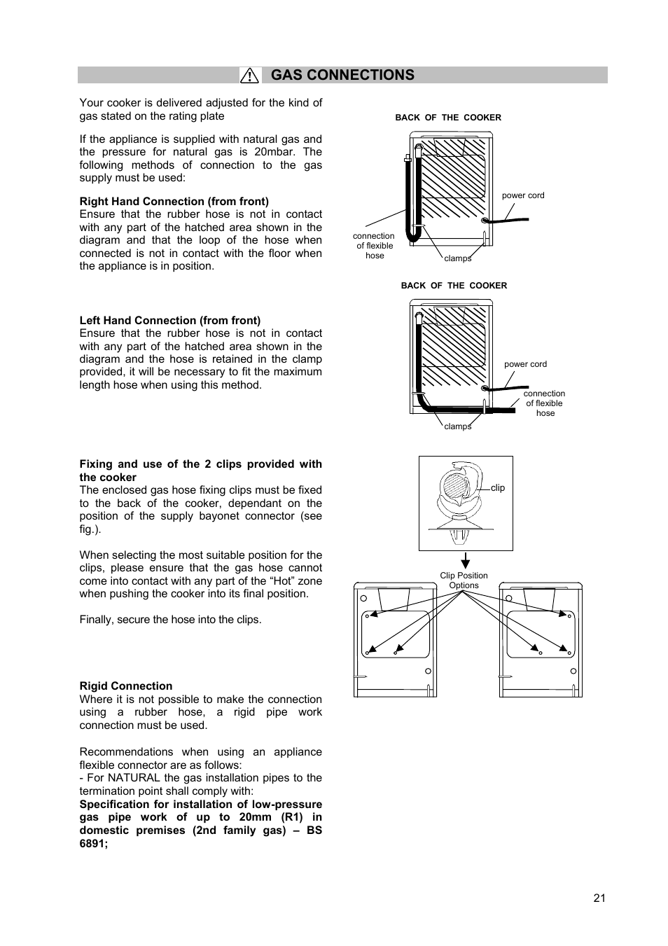 Gas connections | Moffat GSC 5062 User Manual | Page 21 / 25