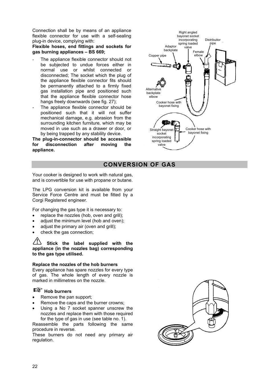 Conversion of gas | Moffat GSC 5062 User Manual | Page 22 / 25