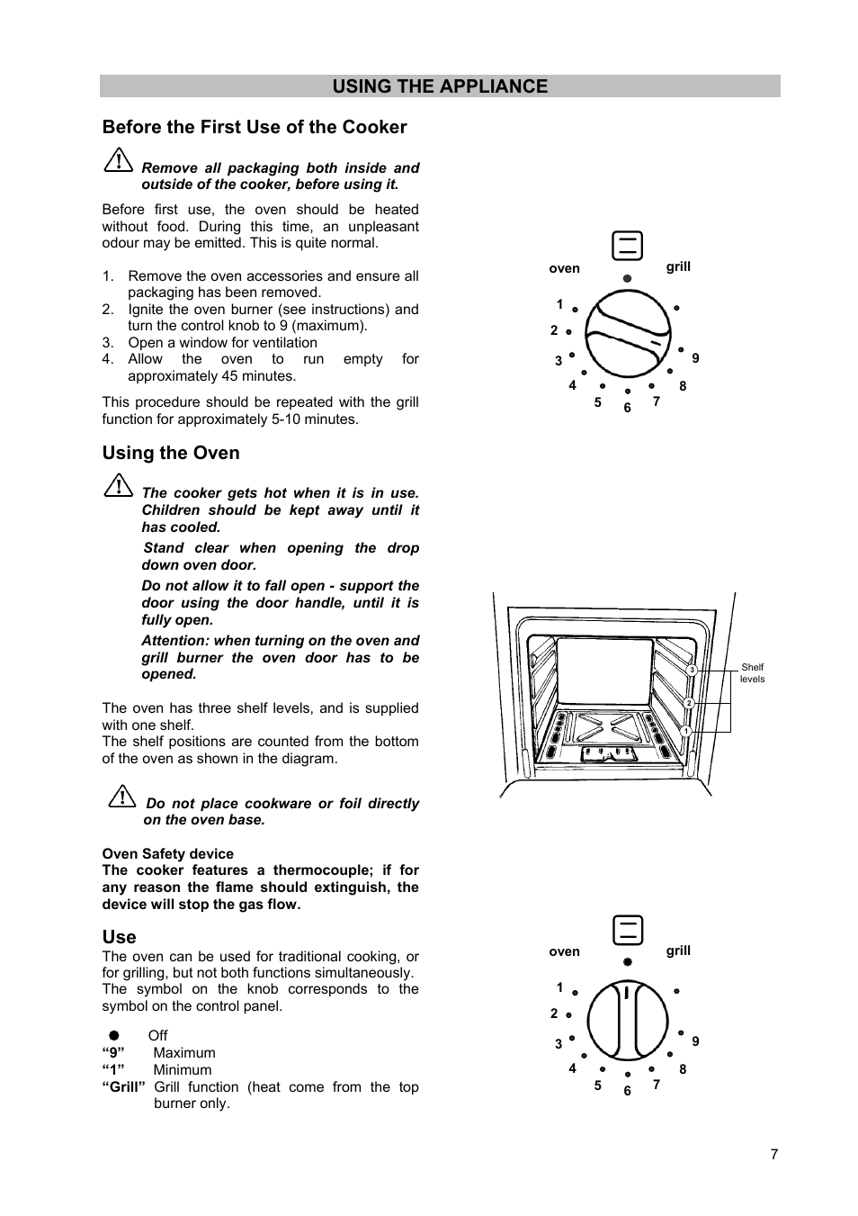 Using the oven | Moffat GSC 5062 User Manual | Page 7 / 25