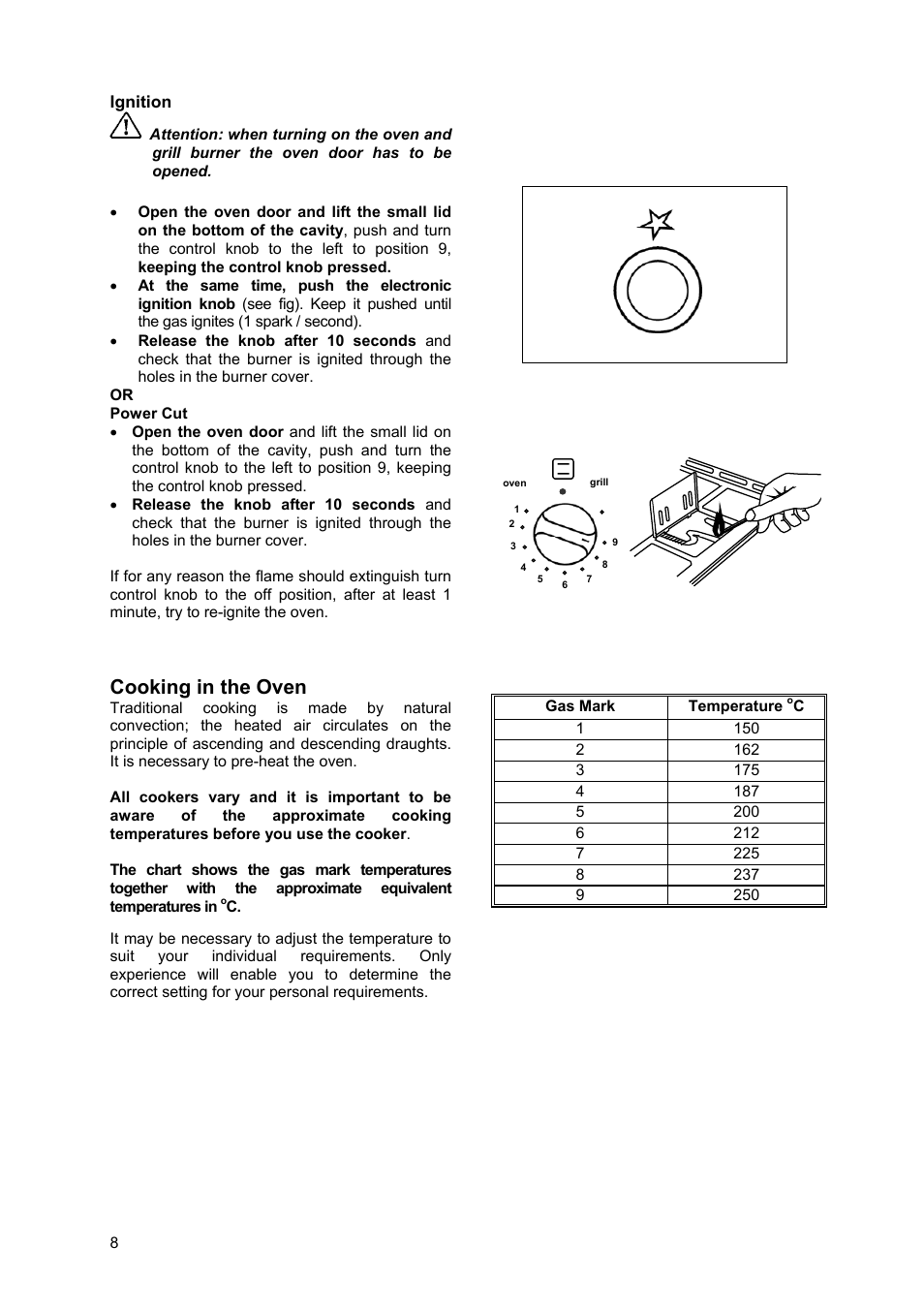 Cooking in the oven | Moffat GSC 5062 User Manual | Page 8 / 25