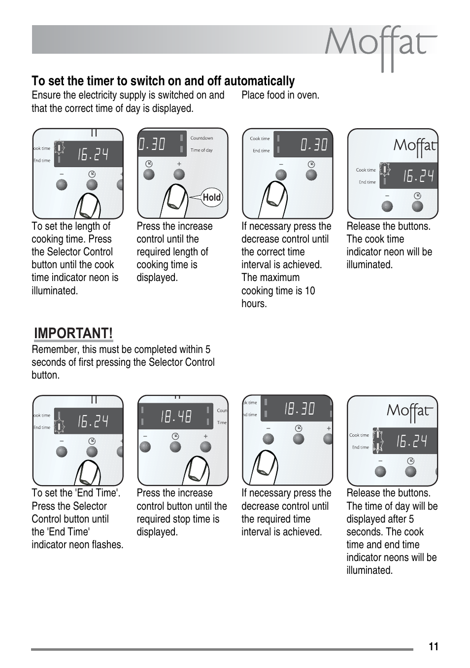 Important | Moffat MDB900 User Manual | Page 11 / 44