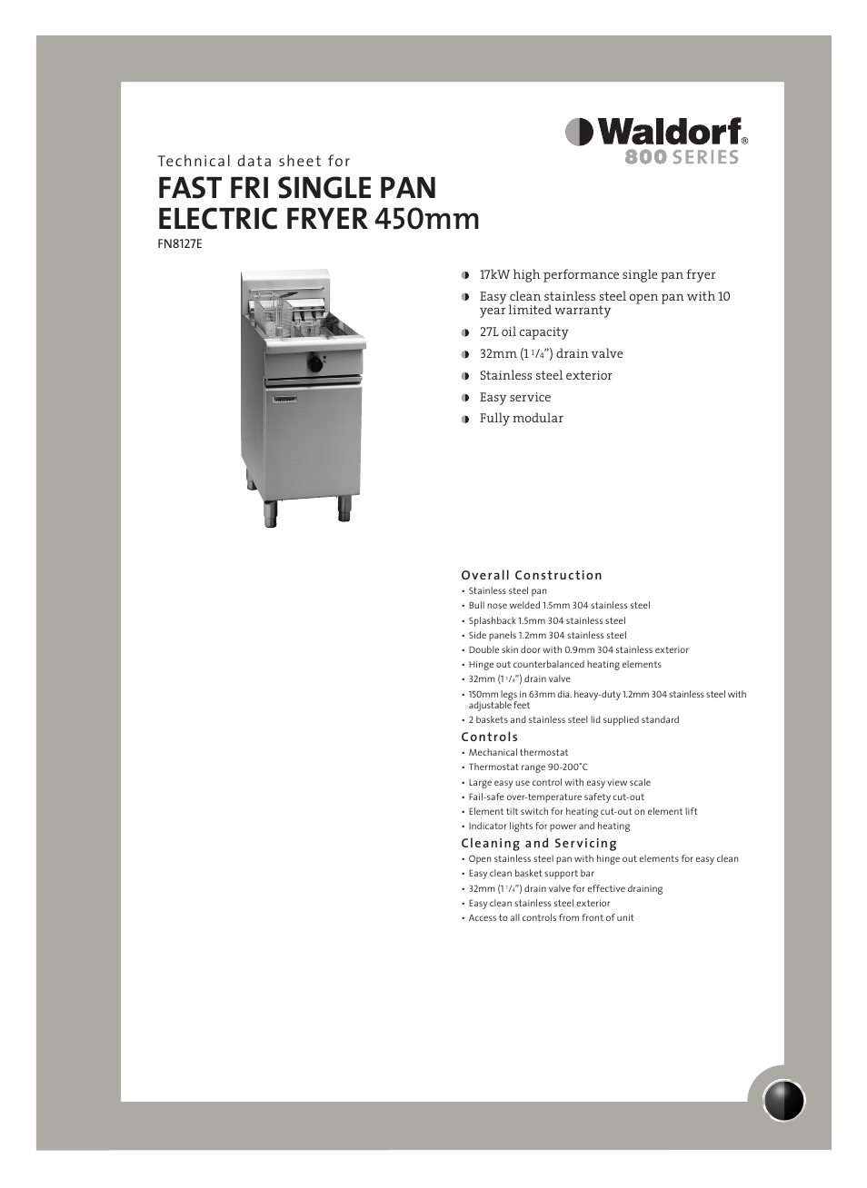 Moffat Waldorf FN8127E User Manual | 2 pages