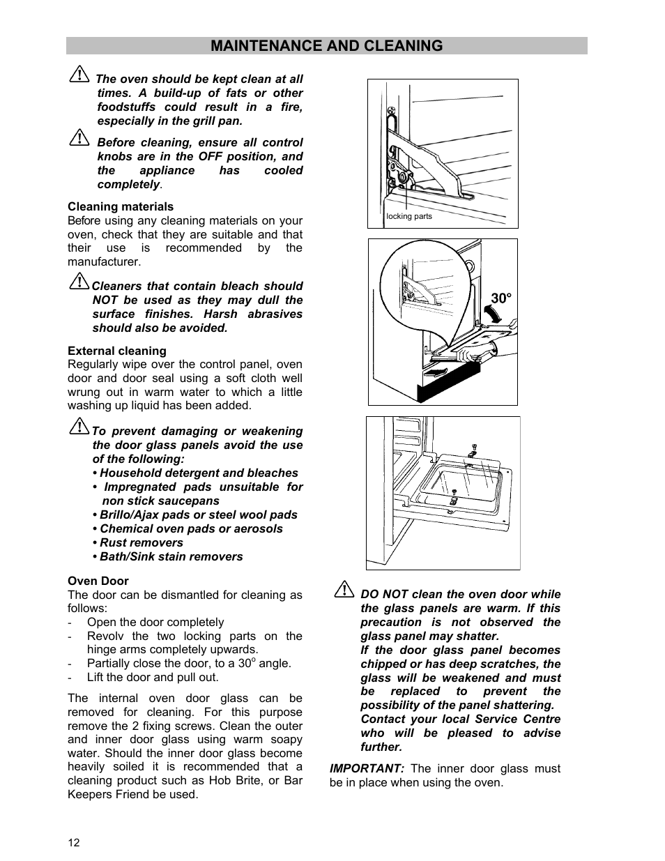 Maintenance and cleaning | Moffat U21321 GSV 5050 W User Manual | Page 12 / 26