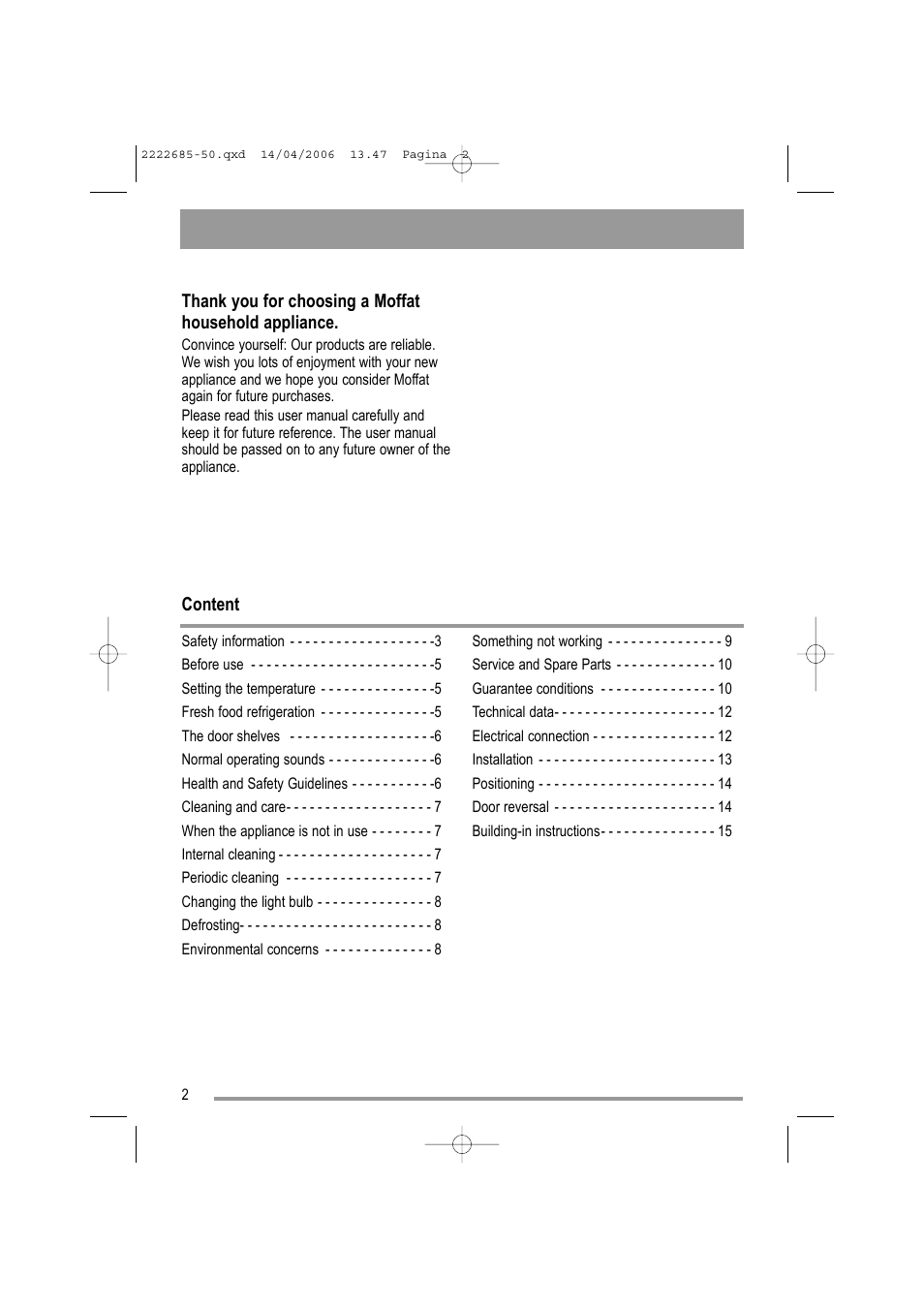 Moffat MUL 514 User Manual | Page 2 / 20