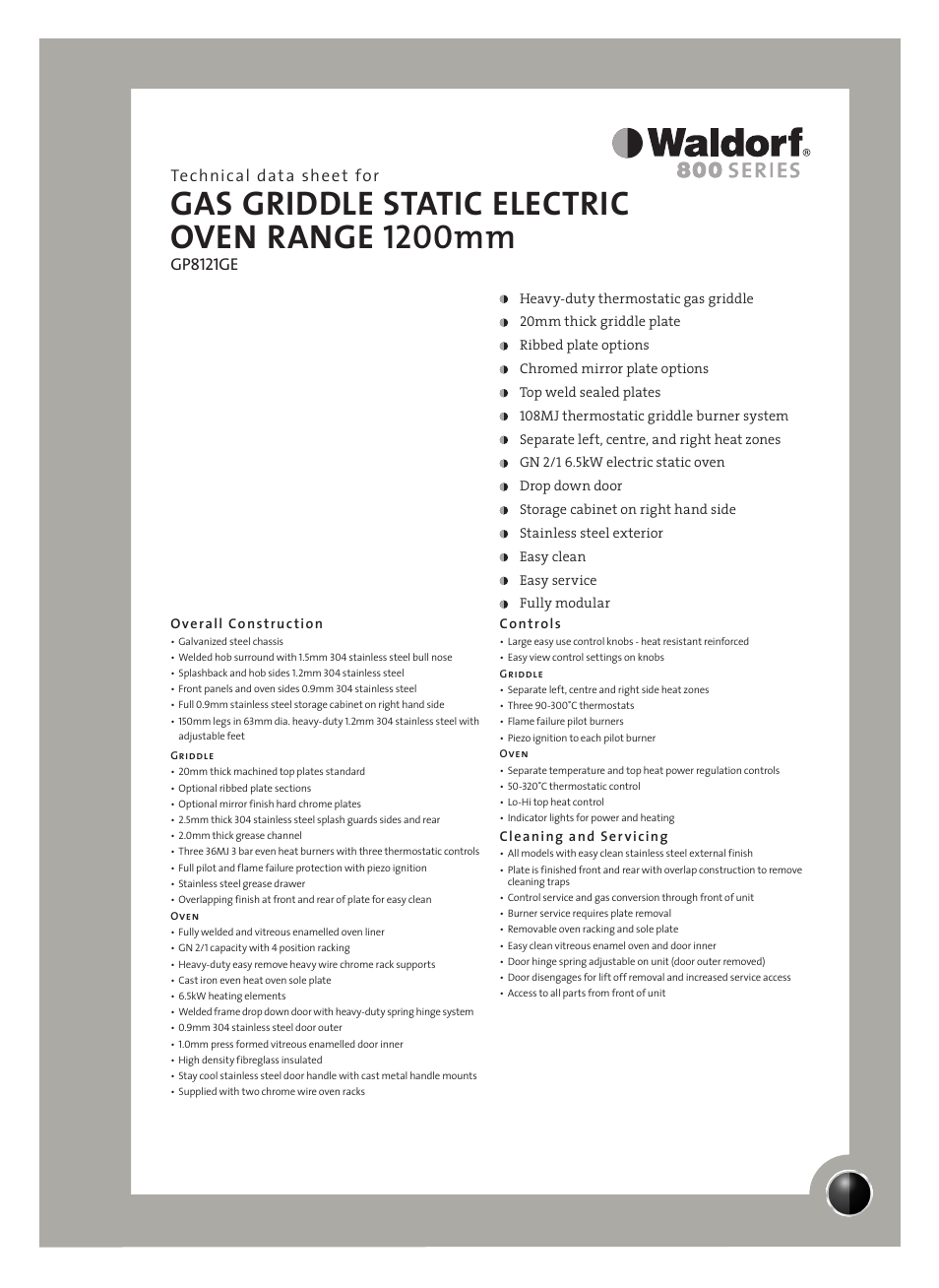 Moffat GP8121GE User Manual | 2 pages