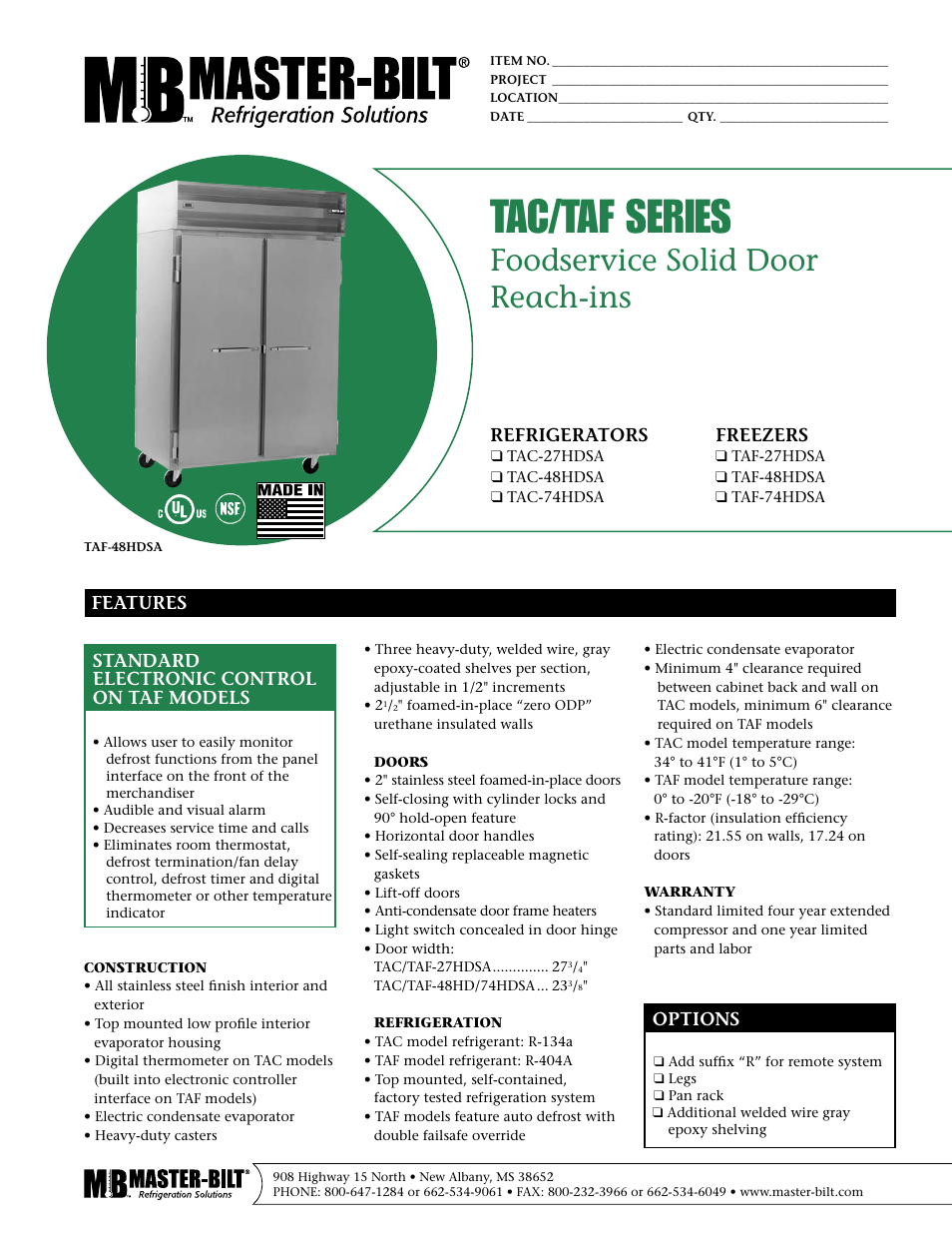 Master Bilt TAF-27HDSA User Manual | 2 pages