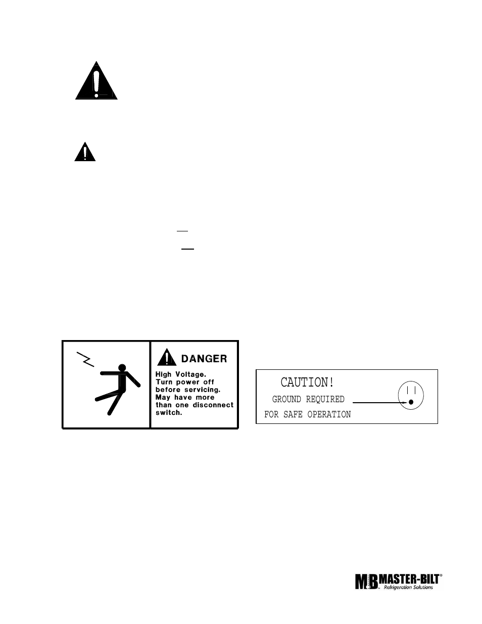 Caution, Ground required for safe operation | Master Bilt CMICL-156 User Manual | Page 5 / 20