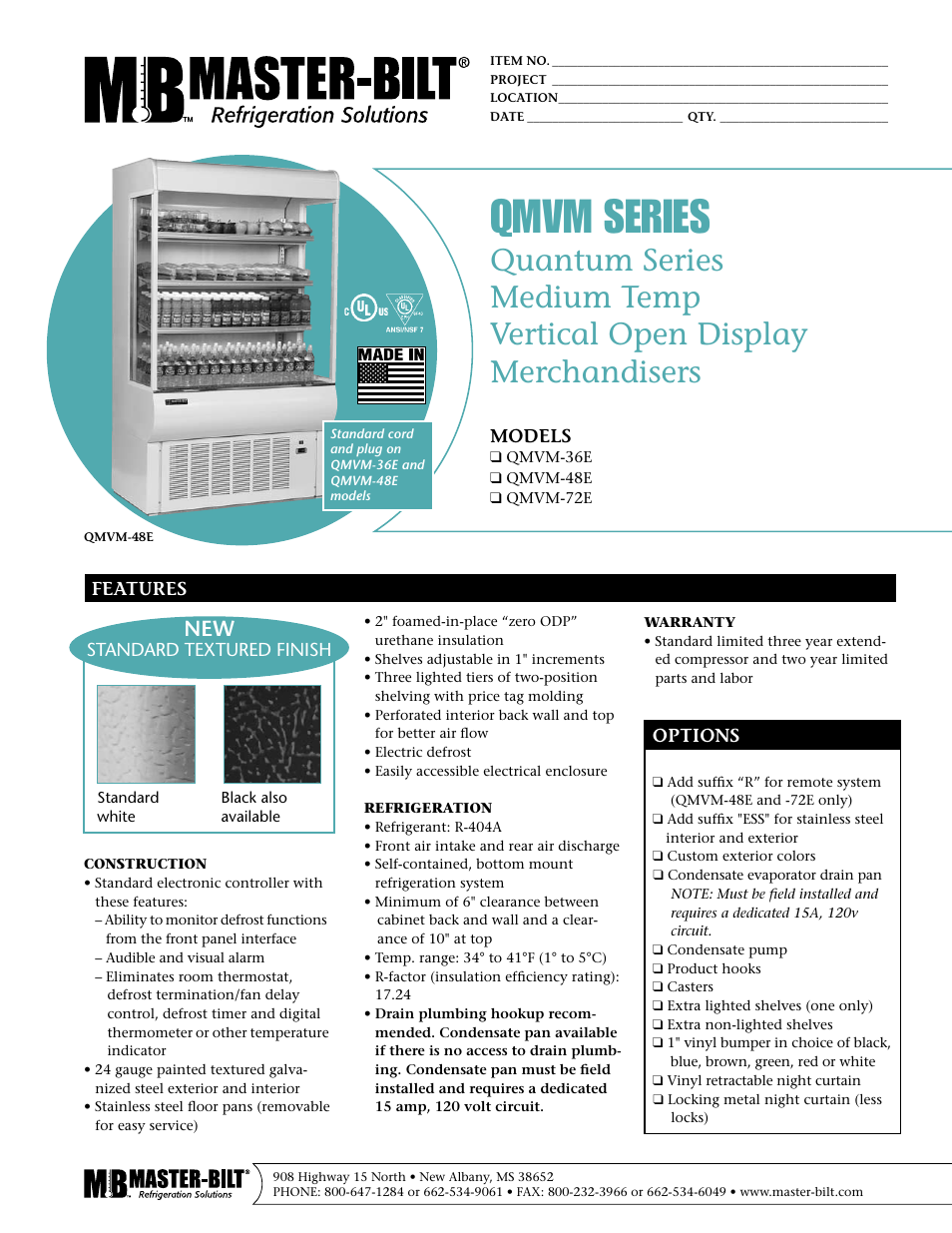 Master Bilt QMVM-72 User Manual | 2 pages