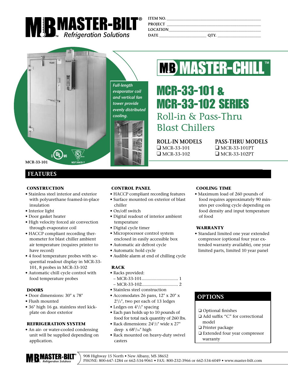 Master Bilt MCR-33-101PT User Manual | 6 pages