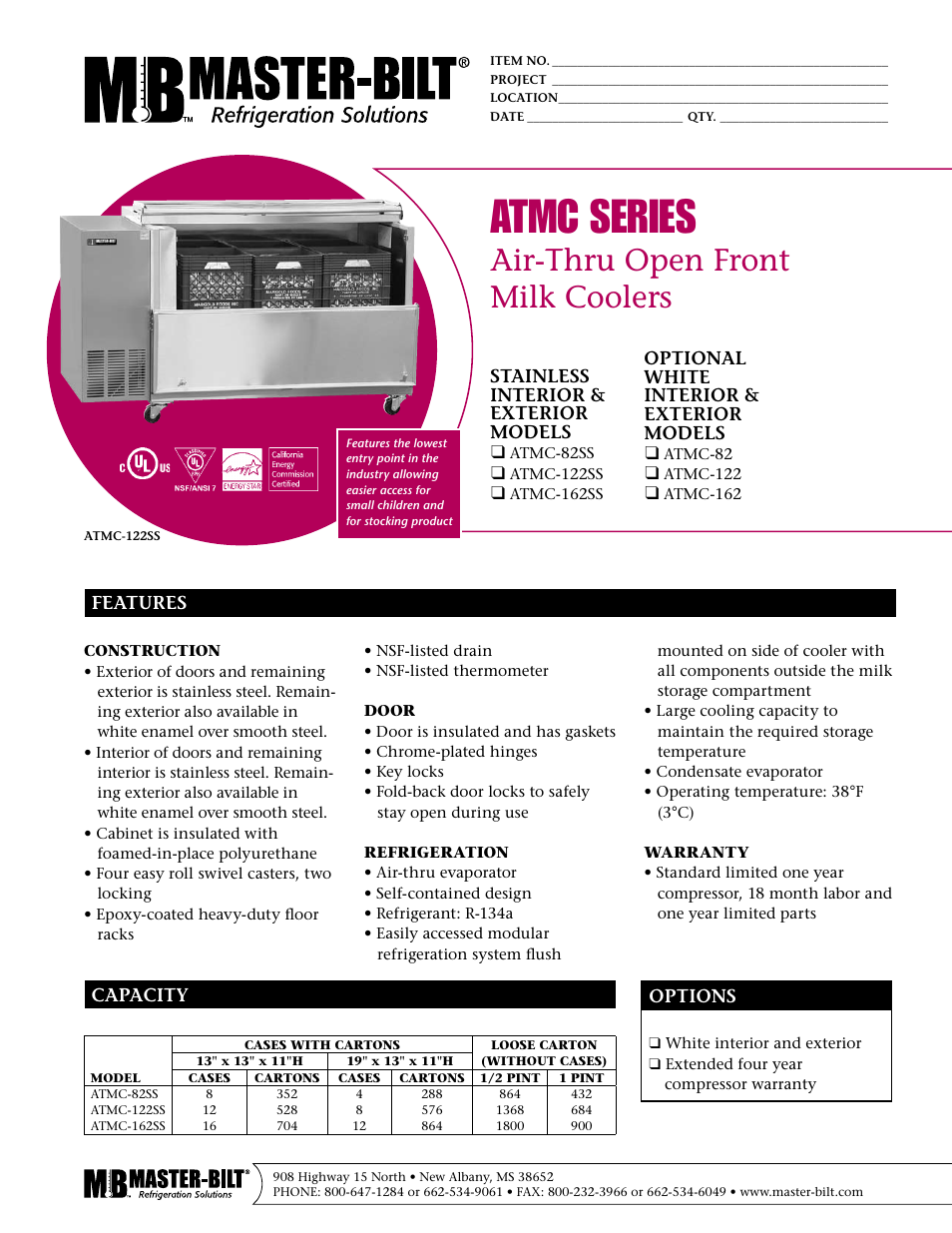 Master Bilt ATMC-82SS User Manual | 2 pages