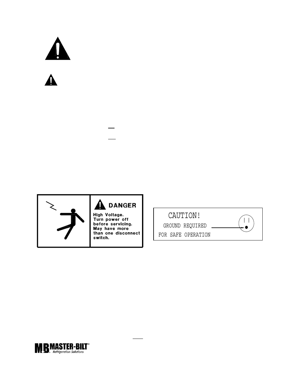 Caution, Ground required for safe operation | Master Bilt J - Version GT-80 User Manual | Page 5 / 15
