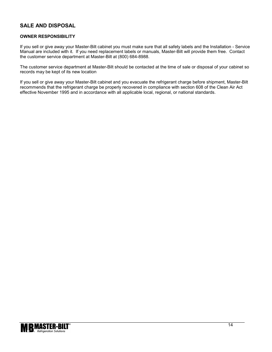 Master Bilt LAE Controller 80 User Manual | Page 14 / 17