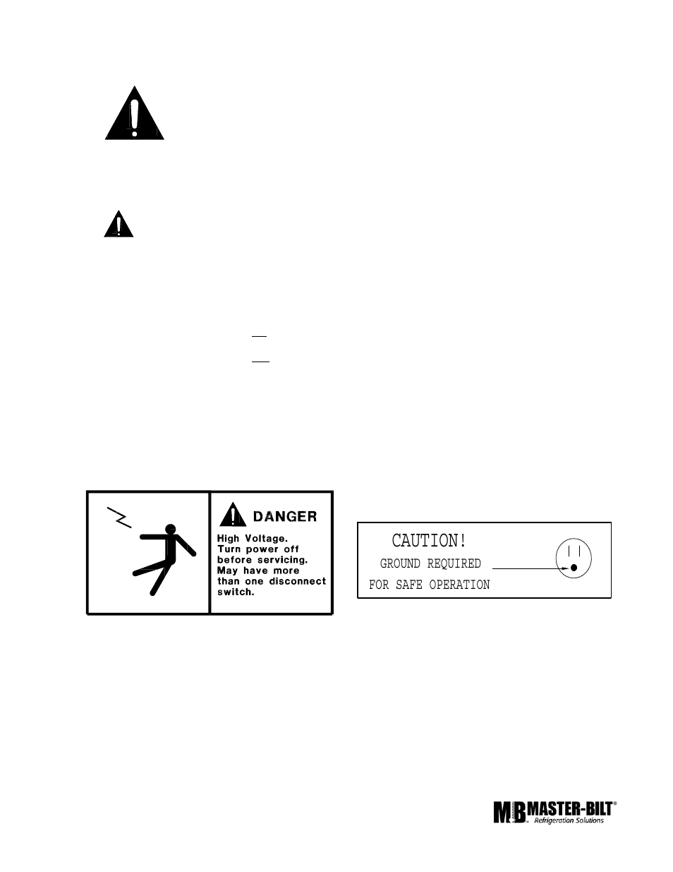 Caution, Ground required for safe operation | Master Bilt Refrigeration Solutions TAF-48 ERC2 User Manual | Page 5 / 18