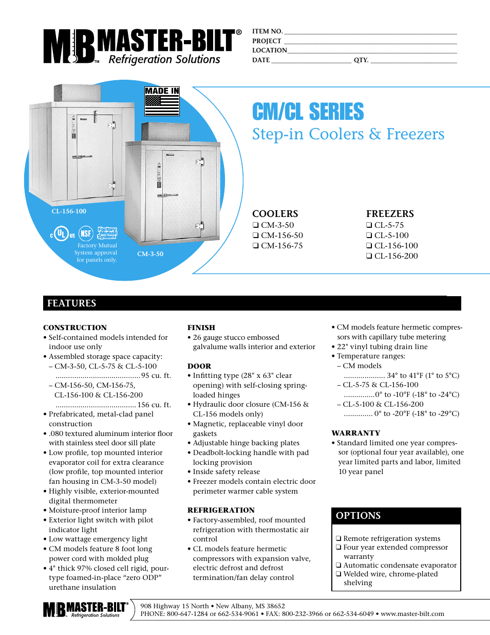 Master Bilt CM/CL Series User Manual | 2 pages