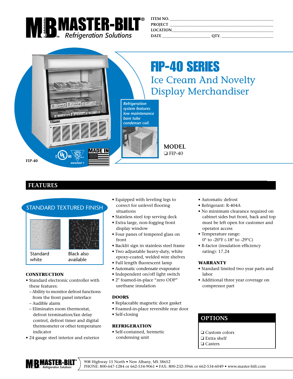 Master Bilt FIP-40 SERIES User Manual | 2 pages