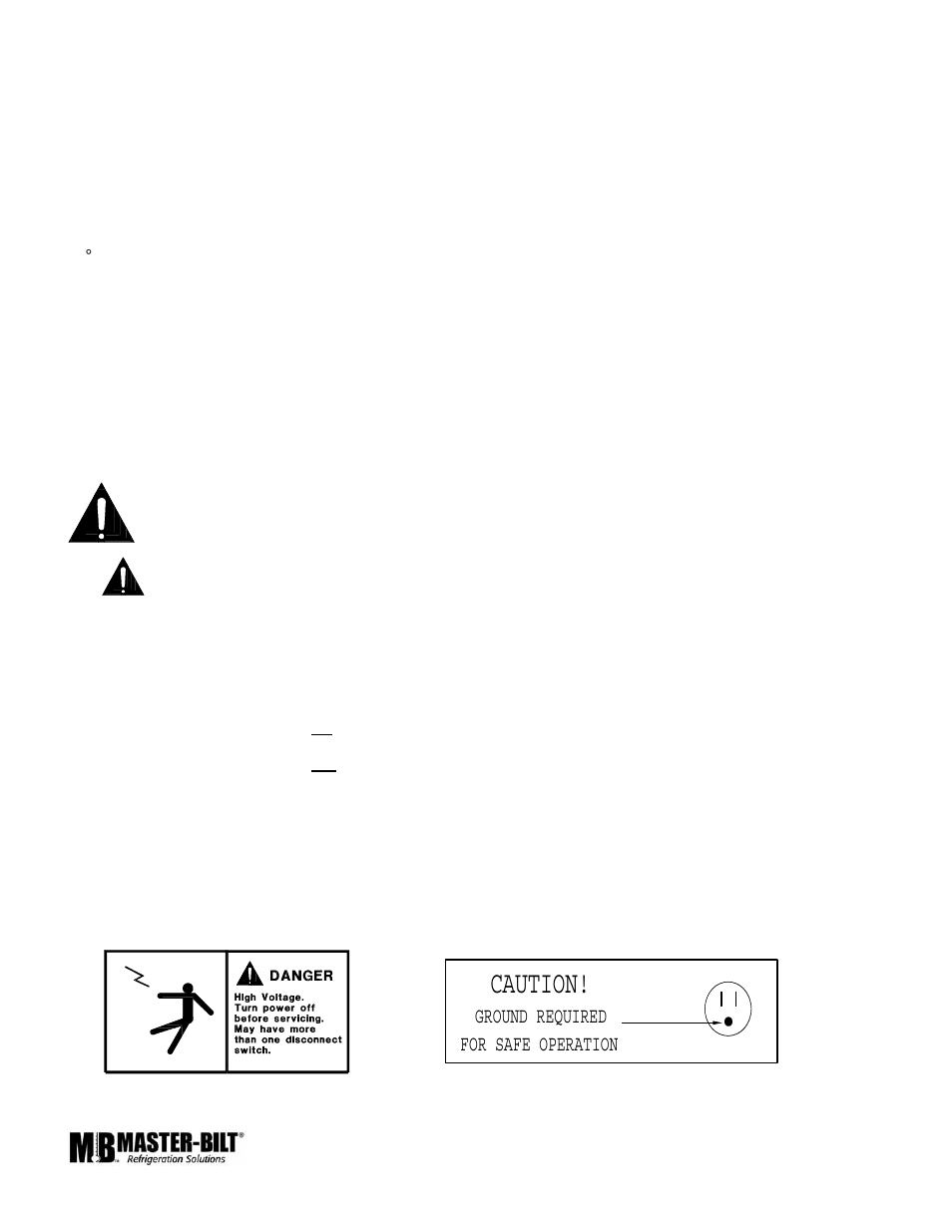 Caution, Ground required for safe operation | Master Bilt IM-23GB User Manual | Page 4 / 15