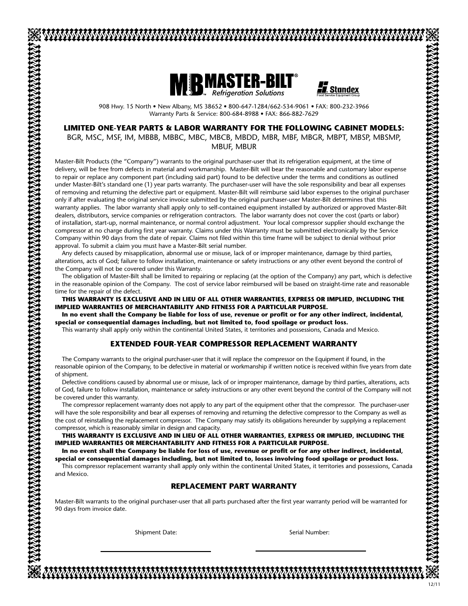 Master Bilt IM-45G User Manual | Page 14 / 14