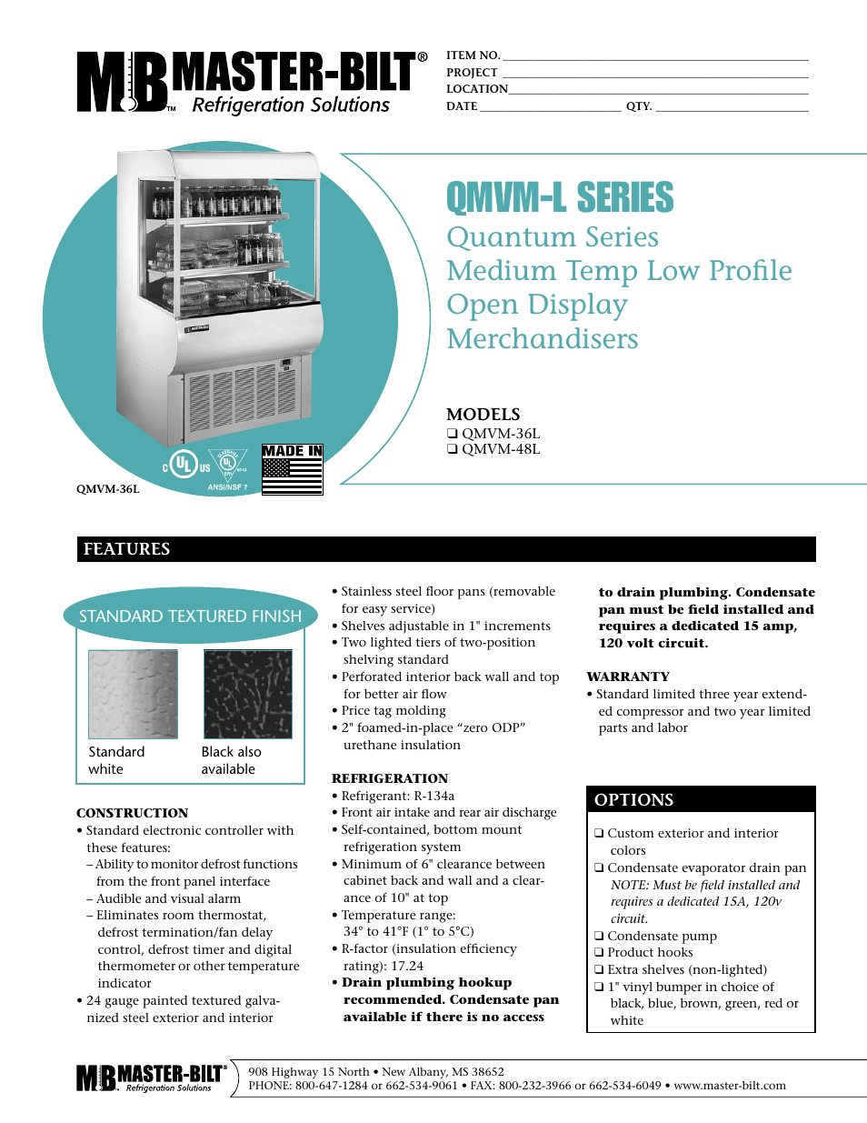 Master Bilt QMVM-48L User Manual | 2 pages