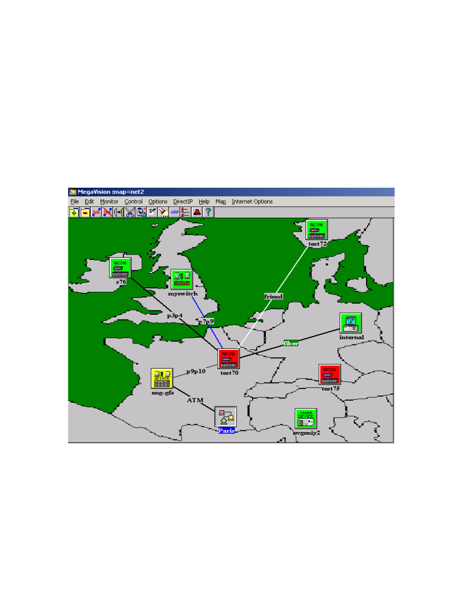 Shortcut icons, Main window | MegaVision Network Management System User Manual | Page 13 / 62