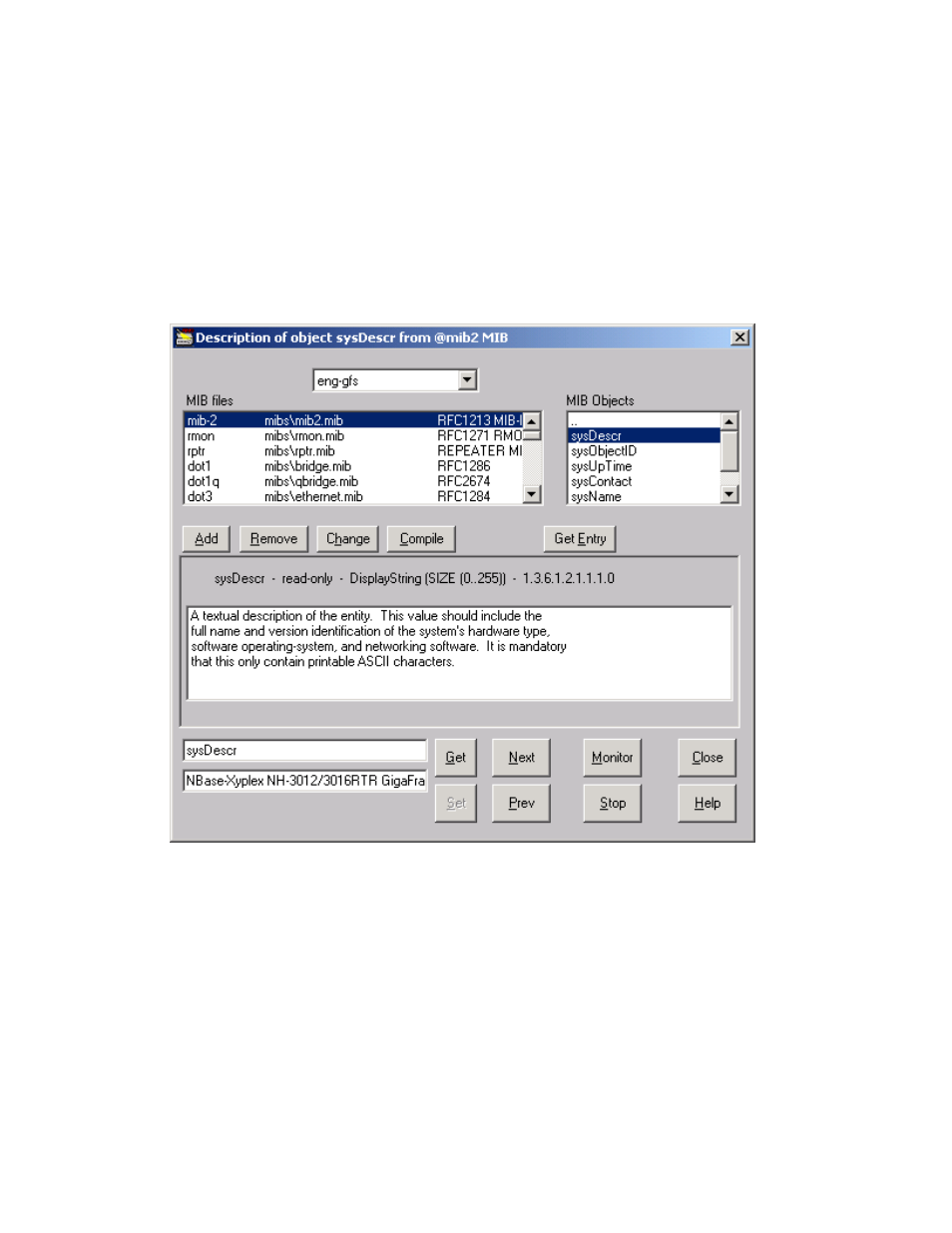 Snmp management information base (mib) browser | MegaVision Network Management System User Manual | Page 28 / 62