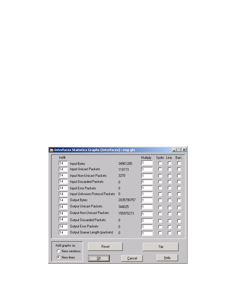 Interfaces statistics (per interface) window | MegaVision Network Management System User Manual | Page 31 / 62