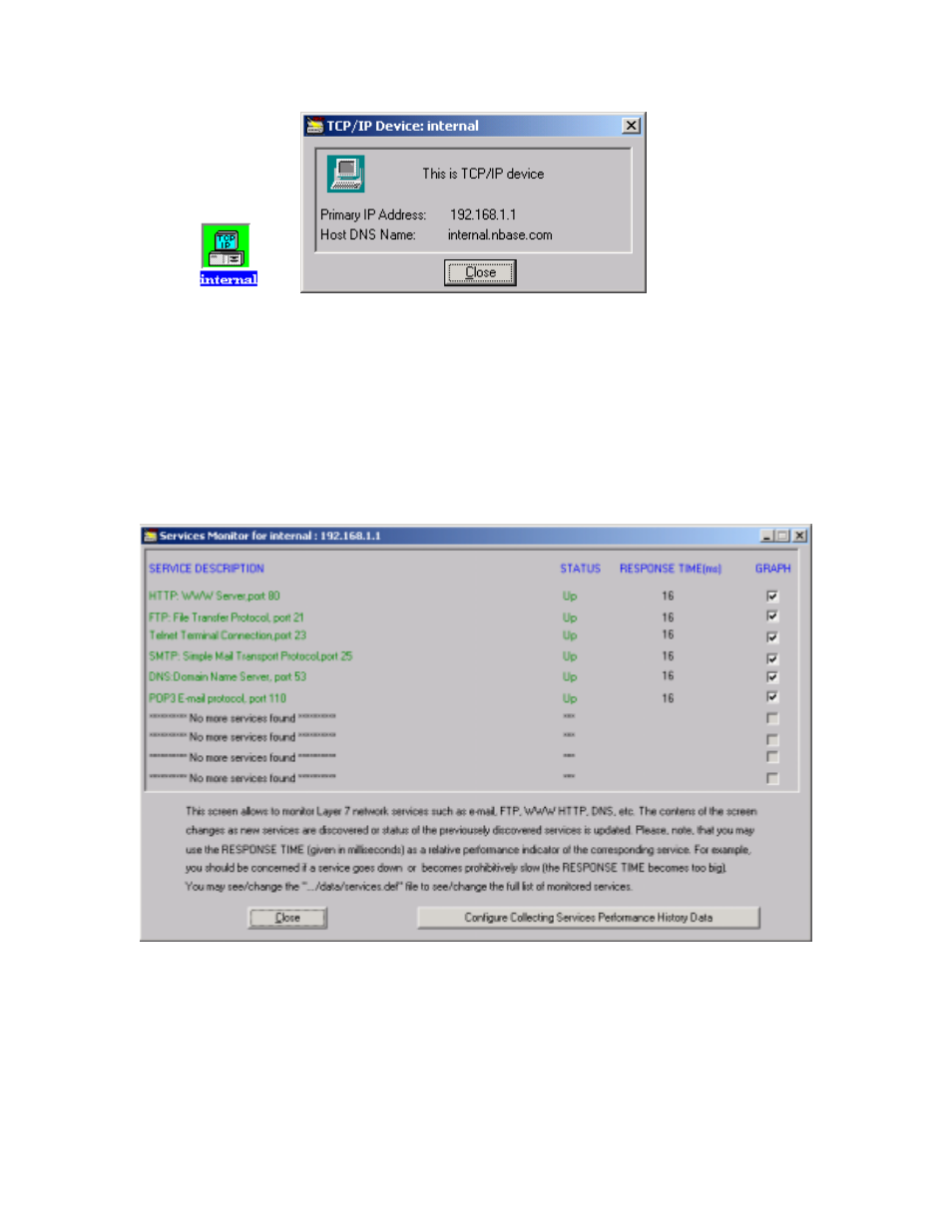 Figure 46. services monitor window | MegaVision Network Management System User Manual | Page 52 / 62
