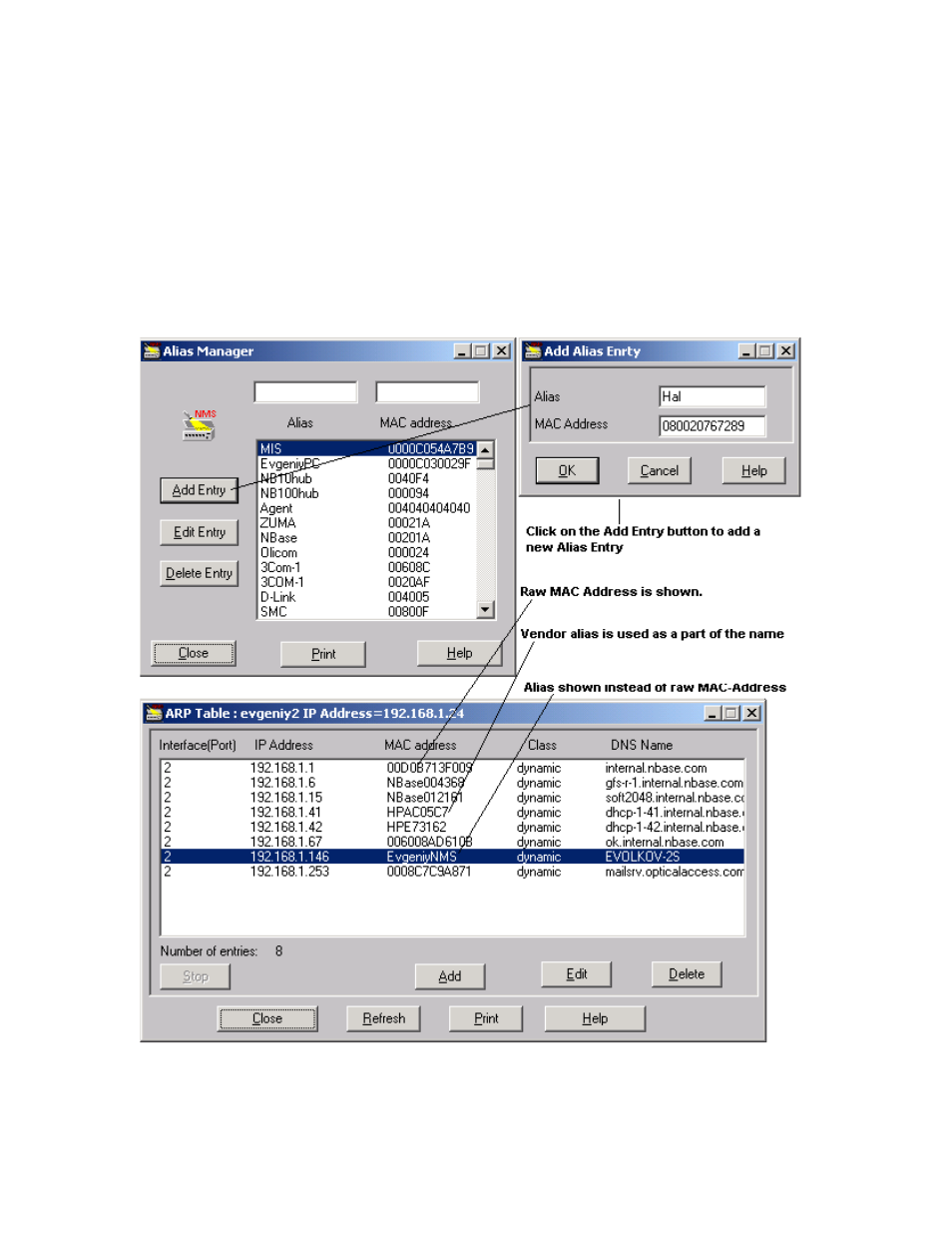 Alias manager | MegaVision Network Management System User Manual | Page 54 / 62