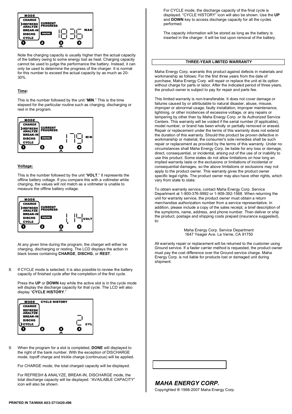 Maha energy corp | Maha Energy MH-C9000 User Manual | Page 4 / 4